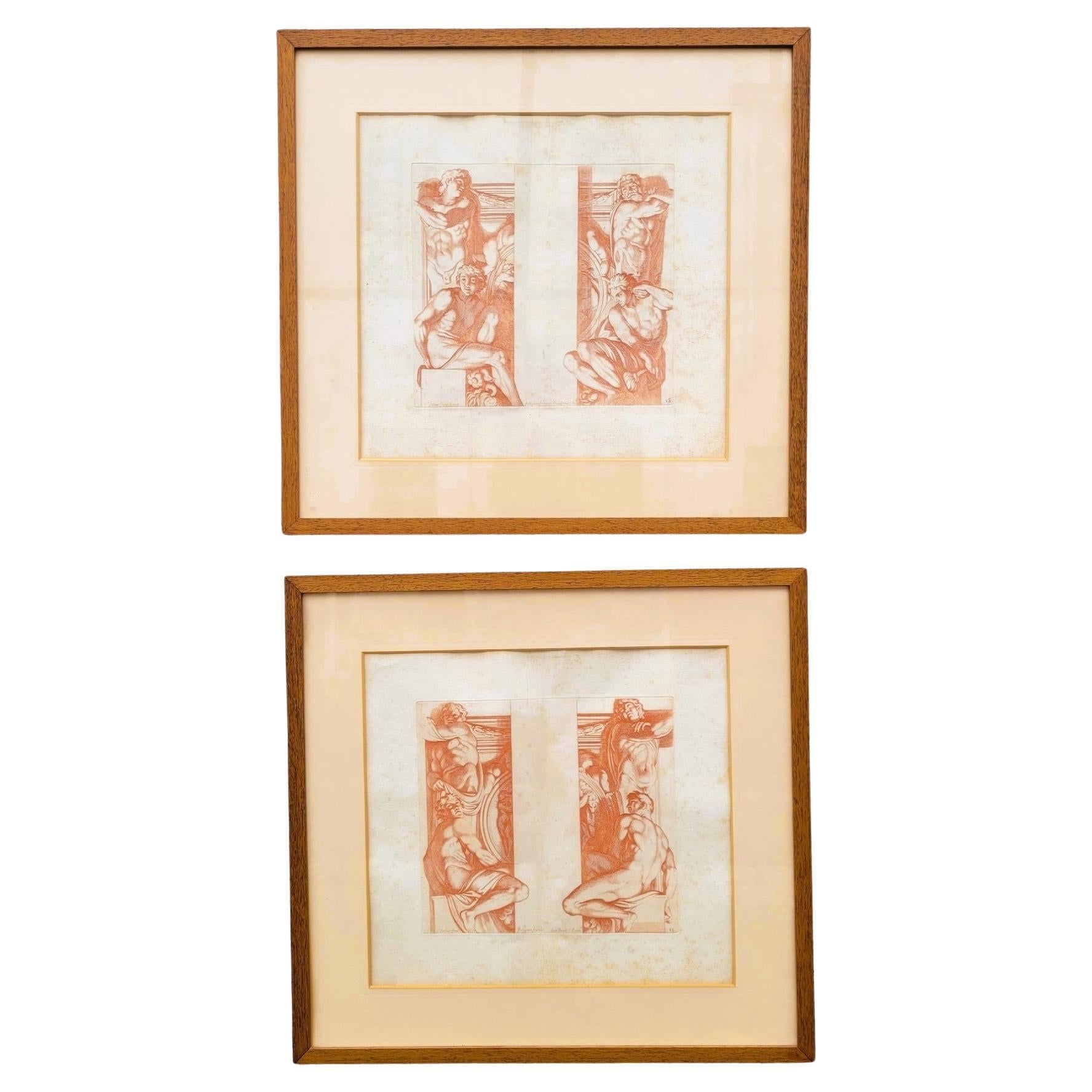 Según Carracci, Atlantes del Palacio Farnesio, 2 grabados, siglo XVII ?