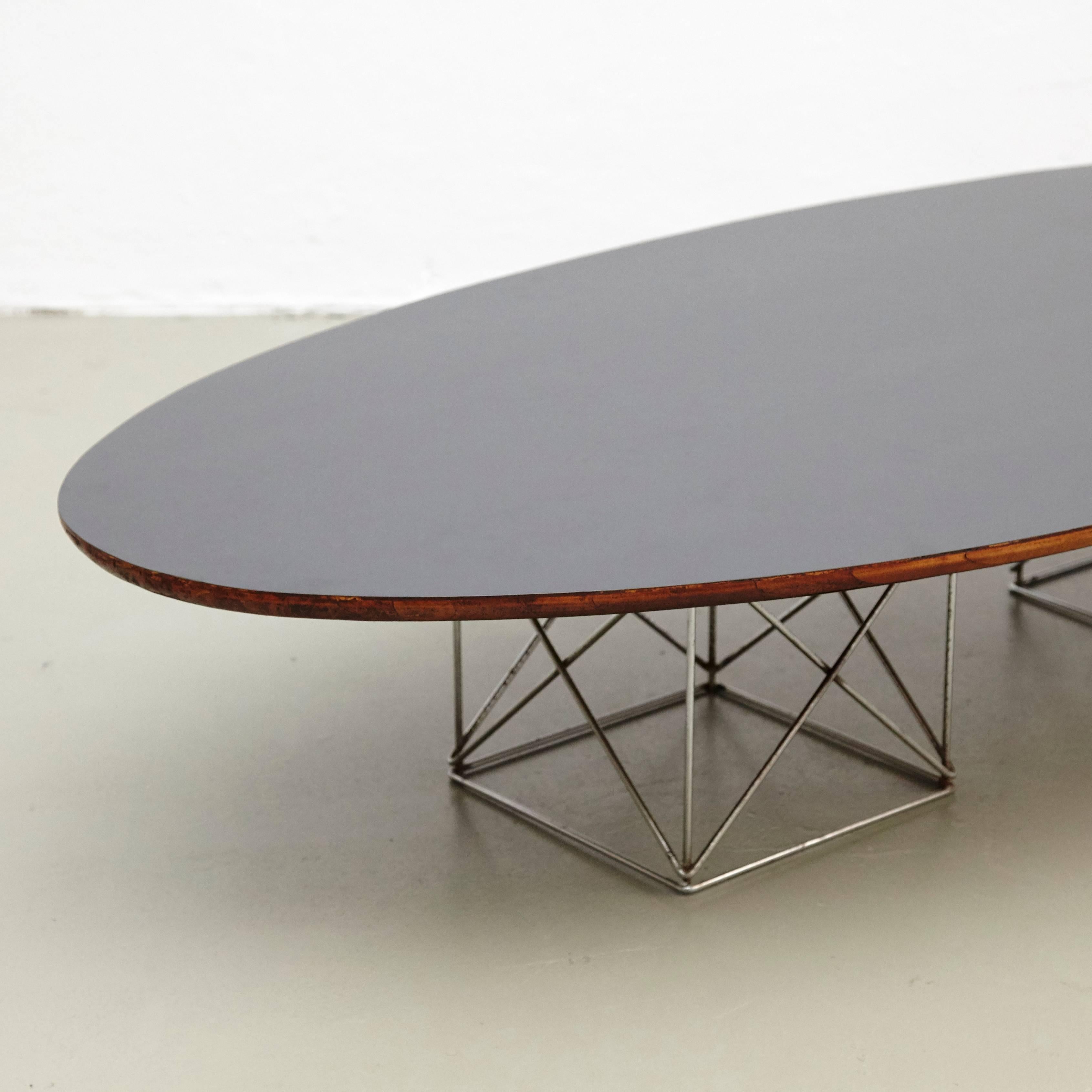 After Charles Eames Mid-Century Modern Metal Wood Formica Low Table, circa 1970 3