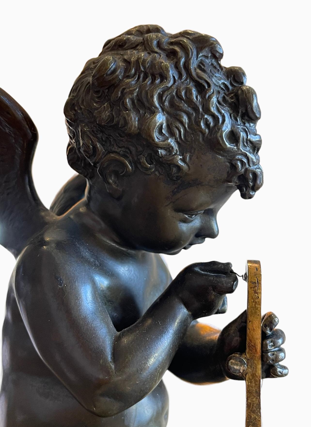 19th Century After Charles Gabriel Sauvage - Bronze, Cupid Tendant His Bow For Sale
