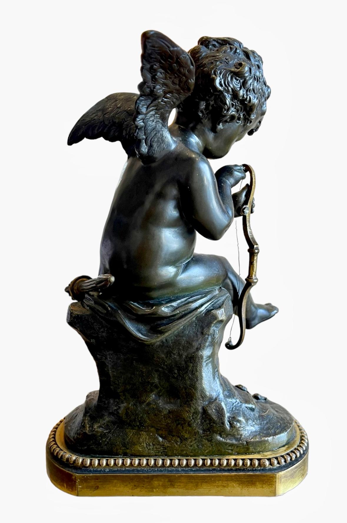 After Charles Gabriel Sauvage - Bronze, Cupid Tendant His Bow For Sale 3