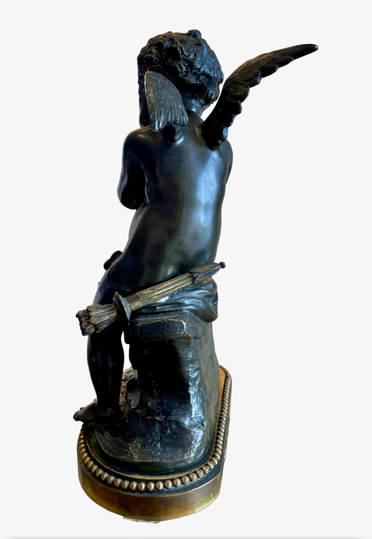 After Charles Gabriel Sauvage - Bronze, Cupid Tendant His Bow For Sale 4