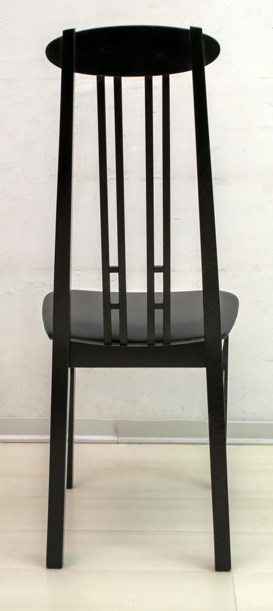 After Charles Rennie Mackintosh 6 Black Lacquered High-Backed Chairs, 1979 1