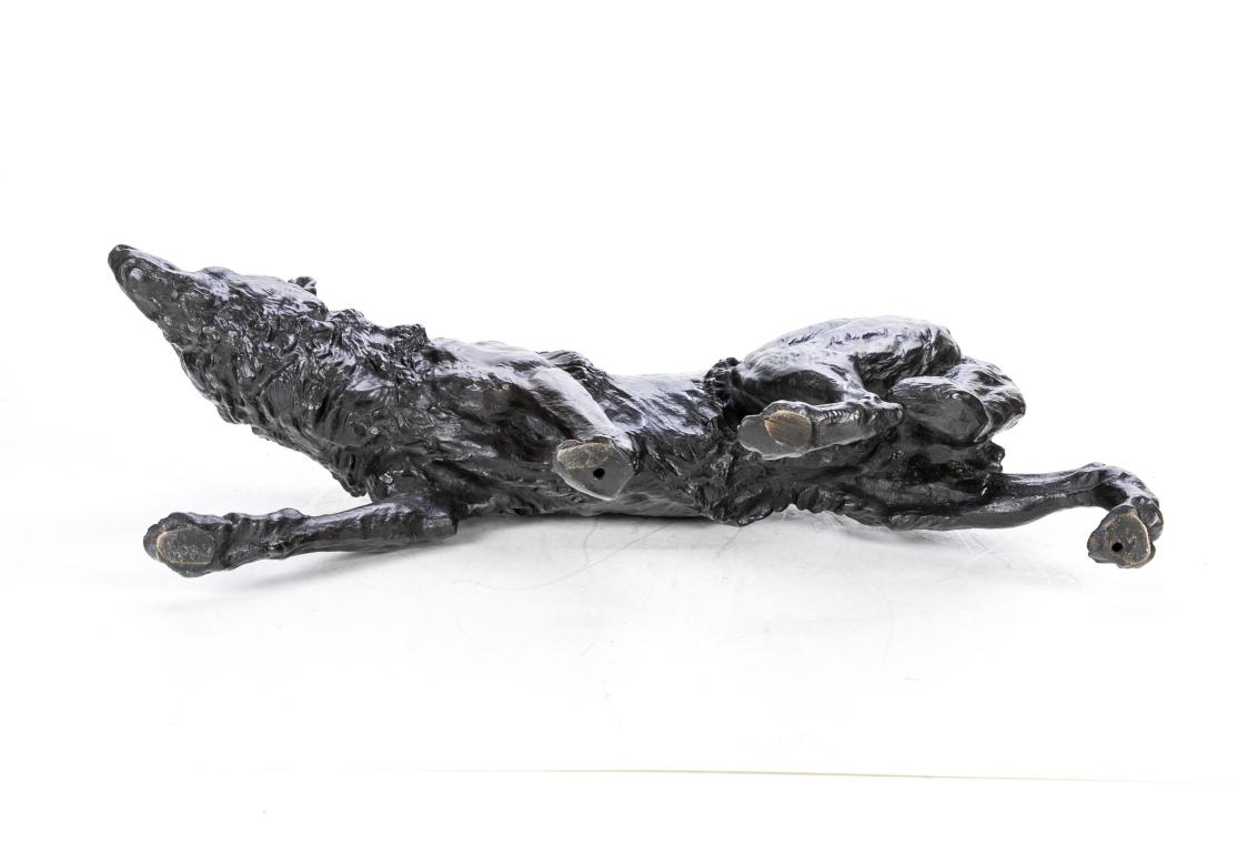 Sculpture de loup en bronze d'après Charles Valton en vente 3