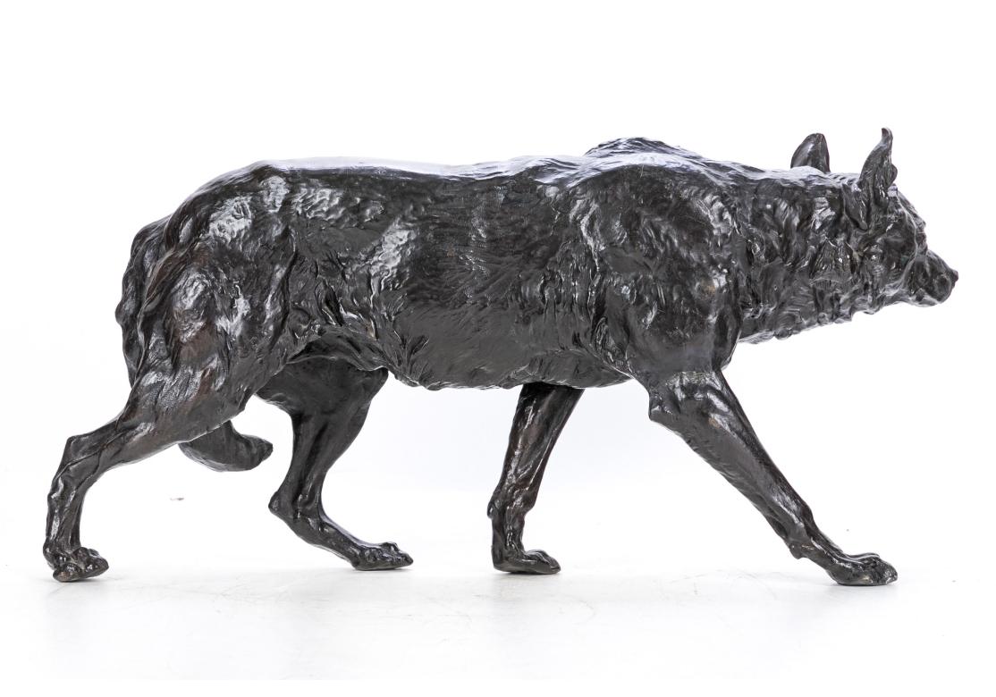 After Charles Valton Bronze Wolf Sculpture For Sale 1