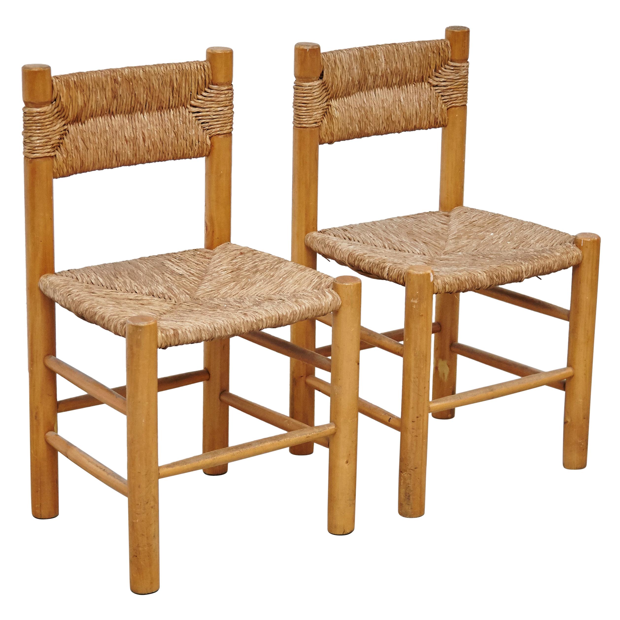 After Charlotte Perriand Mid-Century Modern Rattan Pair of Chairs, circa 1950