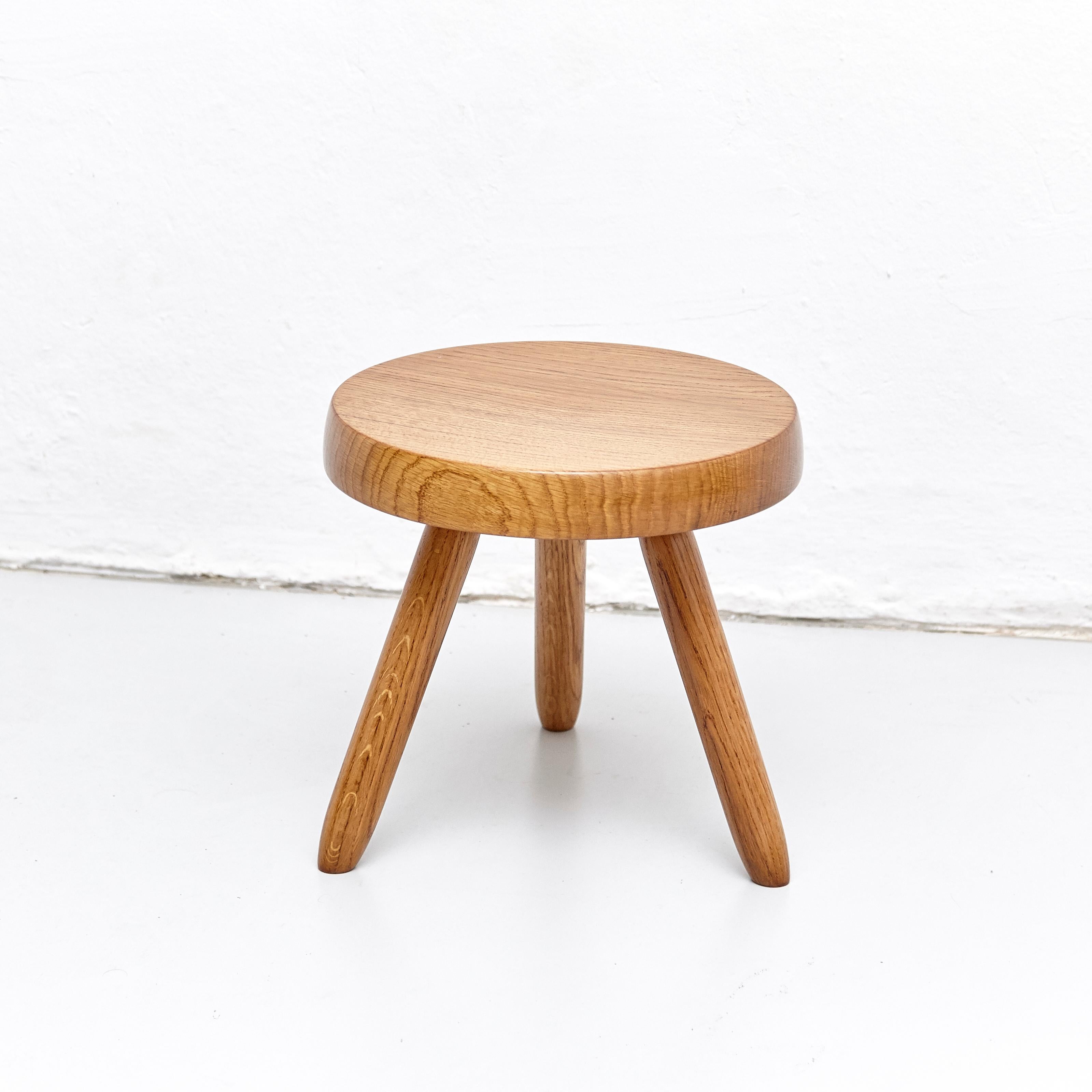 mid century wood stool