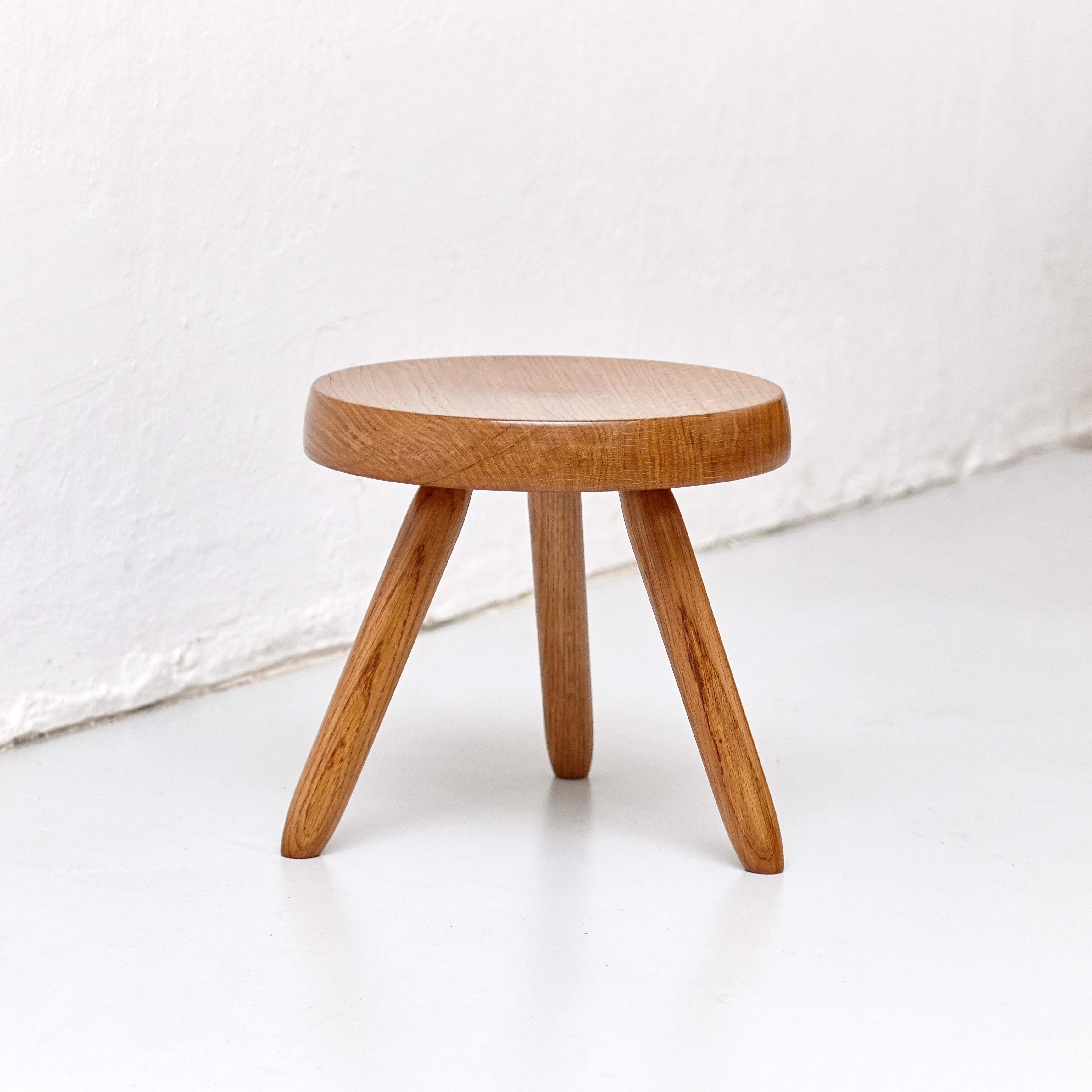 French After Charlotte Perriand, Mid-Century Modern Wood Stool