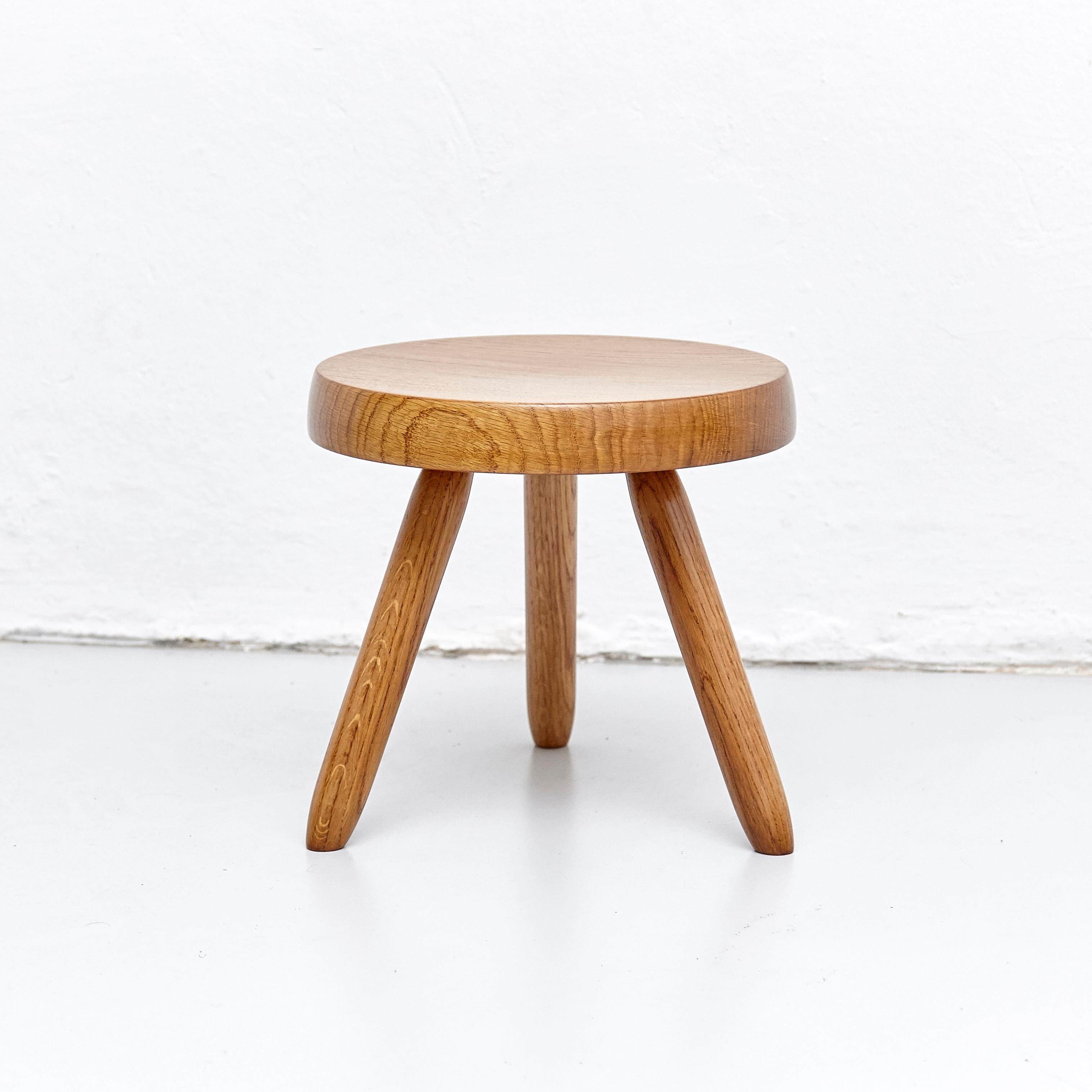 Late 20th Century After Charlotte Perriand, Mid-Century Modern Wood Stool