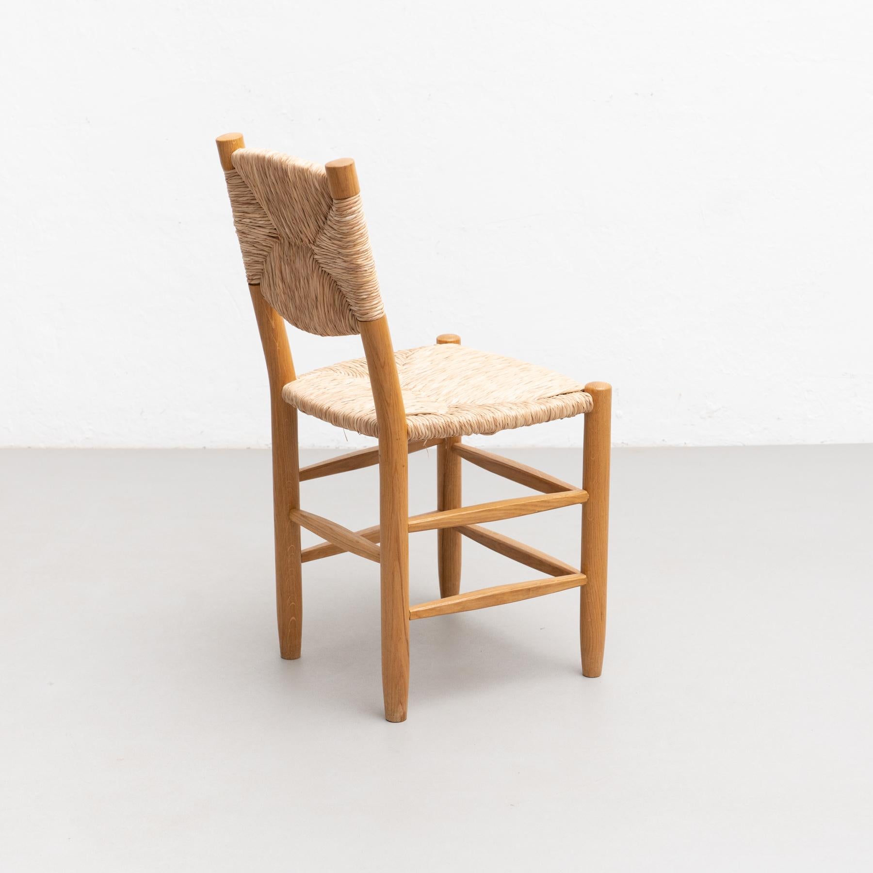 After Charlotte Perriand N.19 Chair, Wood Rattan, Mid-Century Modern 6
