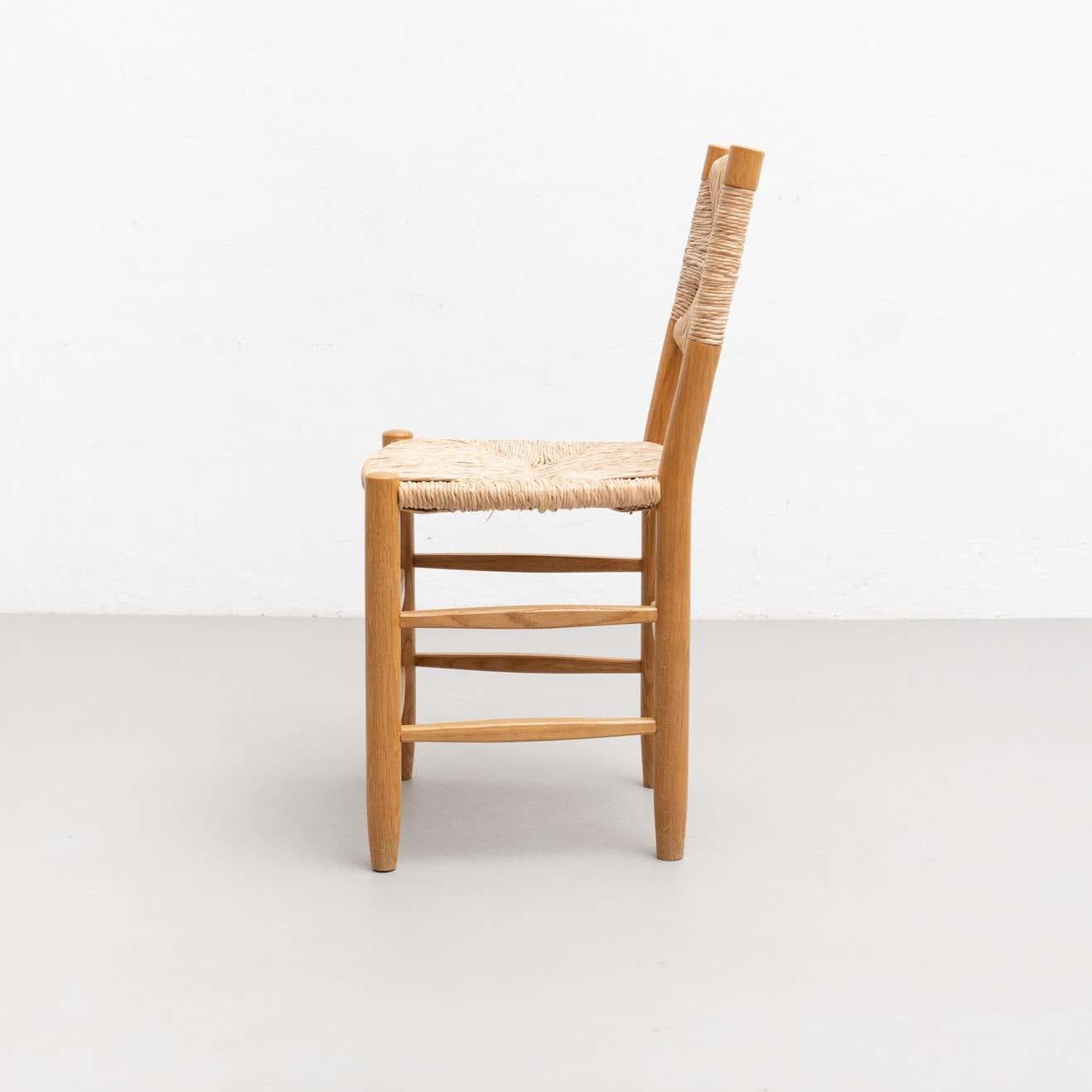 After Charlotte Perriand N.19 Chair, Wood Rattan, Mid-Century Modern For Sale 8