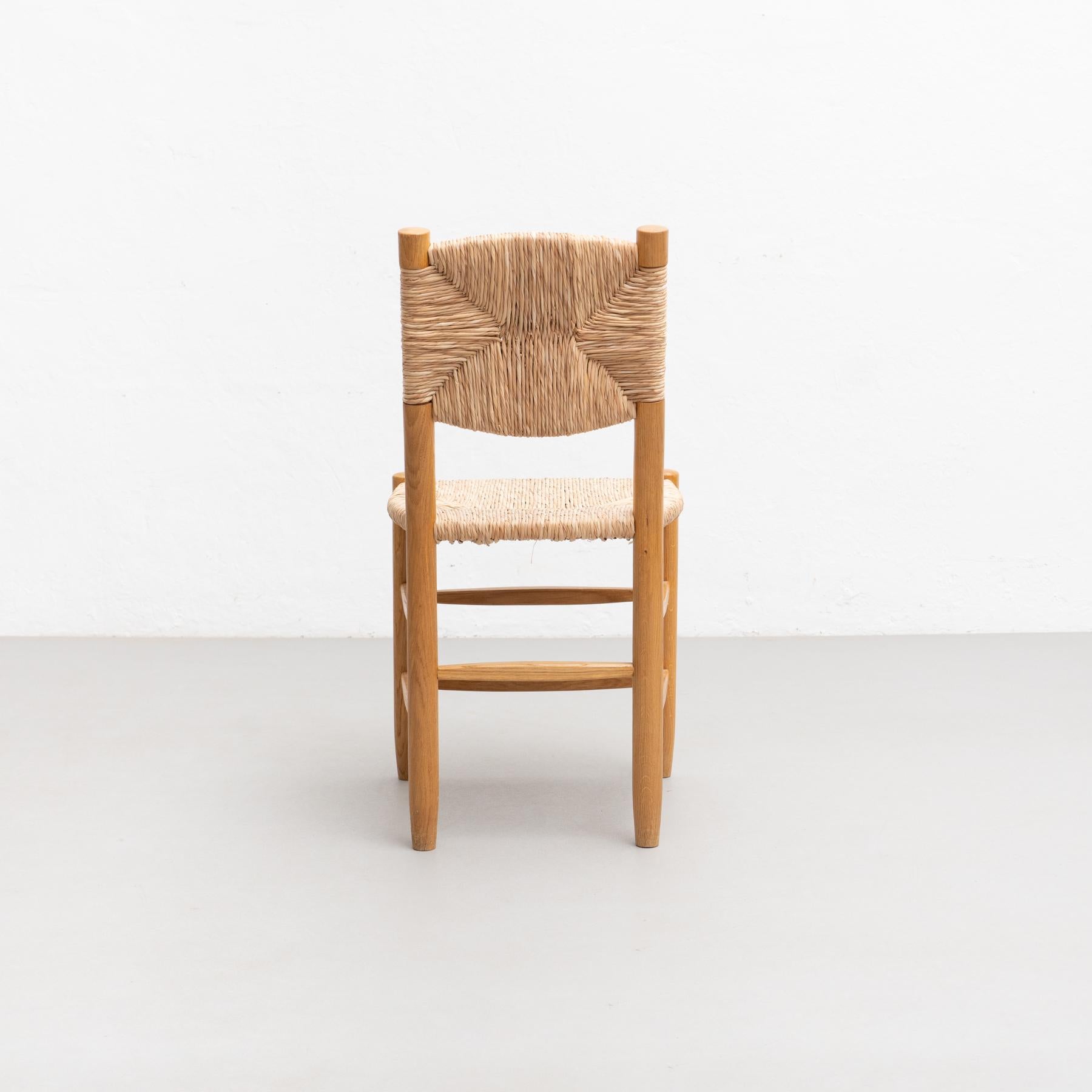 After Charlotte Perriand N.19 Chair, Wood Rattan, Mid-Century Modern 9