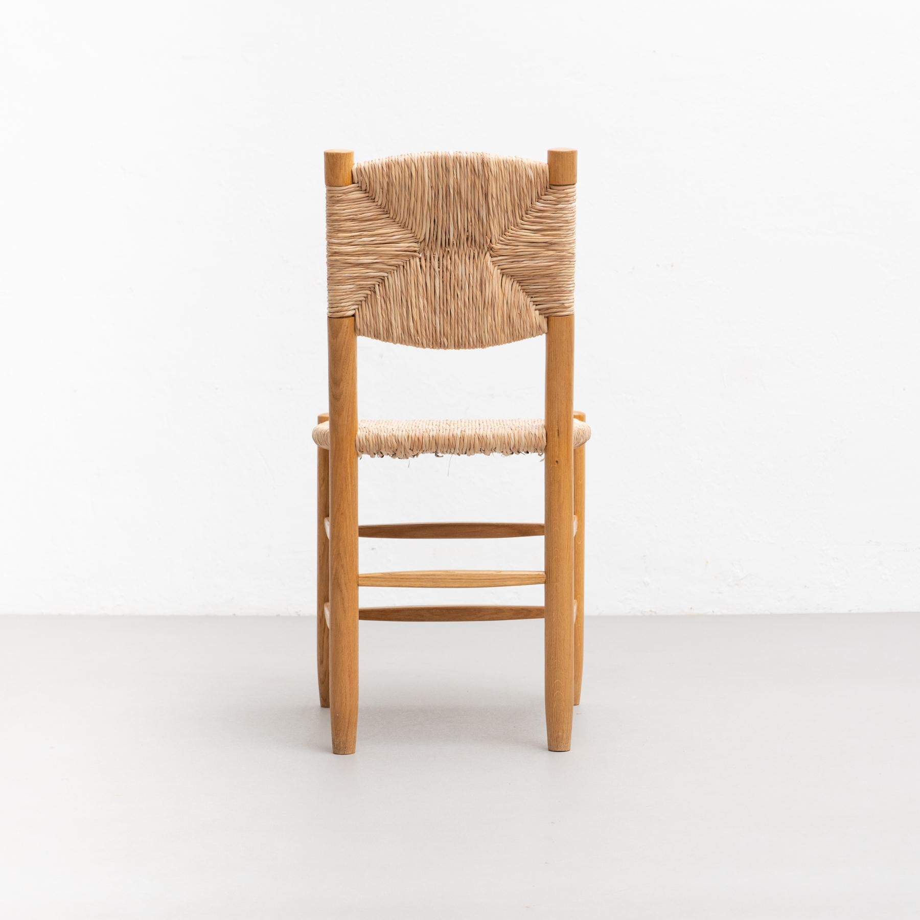 After Charlotte Perriand N.19 Chair, Wood Rattan, Mid-Century Modern 11