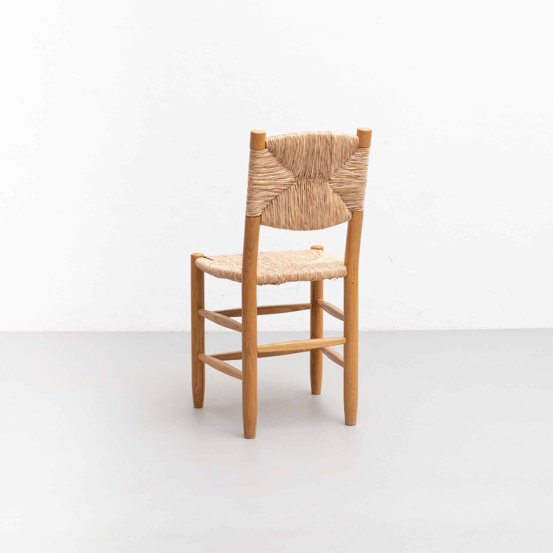 After Charlotte Perriand N.19 Chair, Wood Rattan, Mid-Century Modern 12