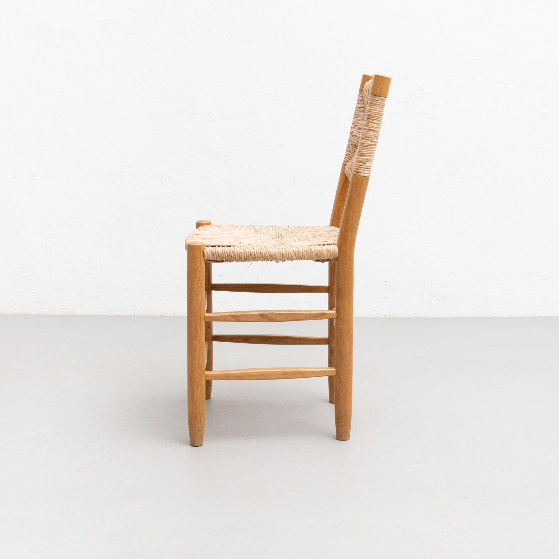 After Charlotte Perriand N.19 Chair, Wood Rattan, Mid-Century Modern 13