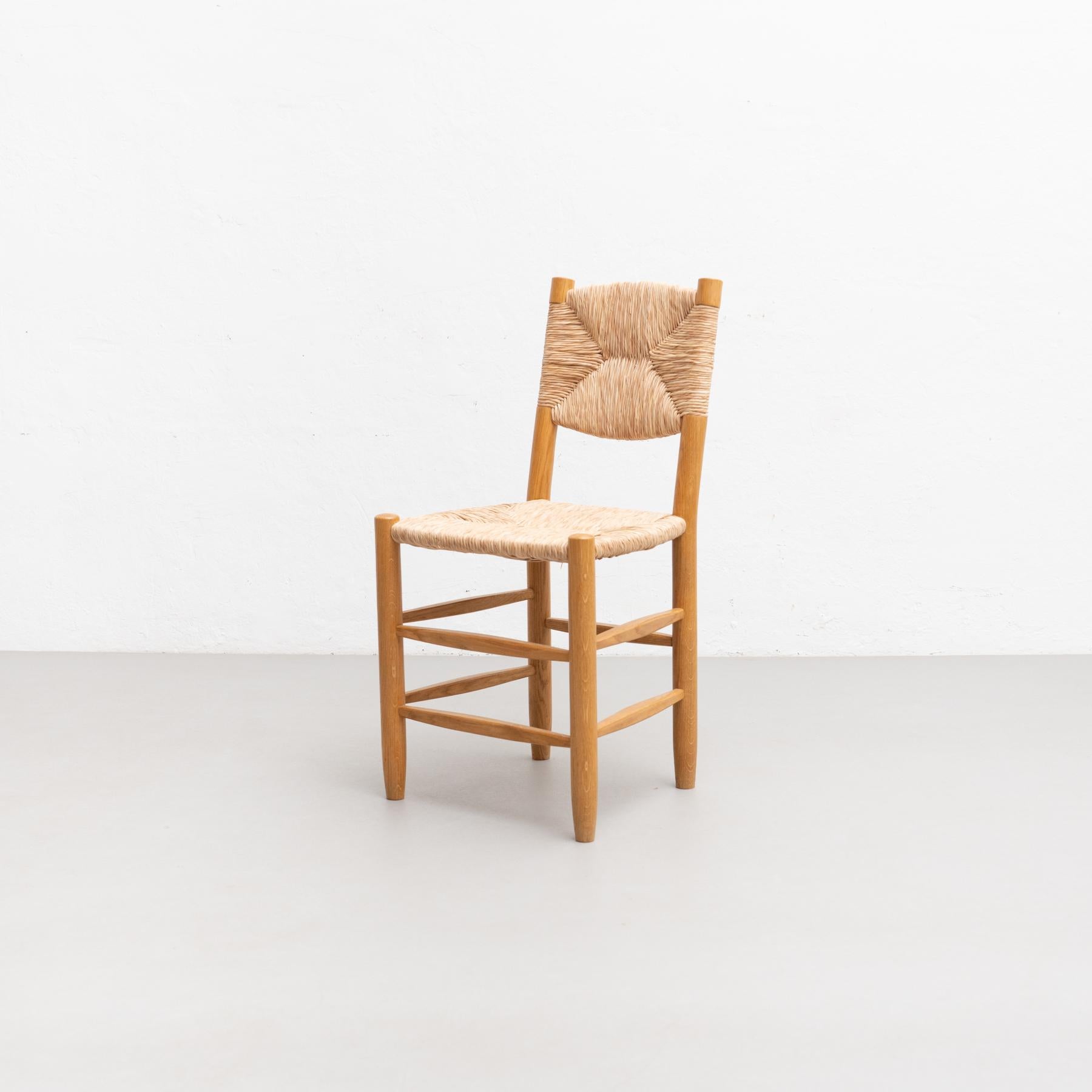 After Charlotte Perriand N.19 Chair, Wood Rattan, Mid-Century Modern 14