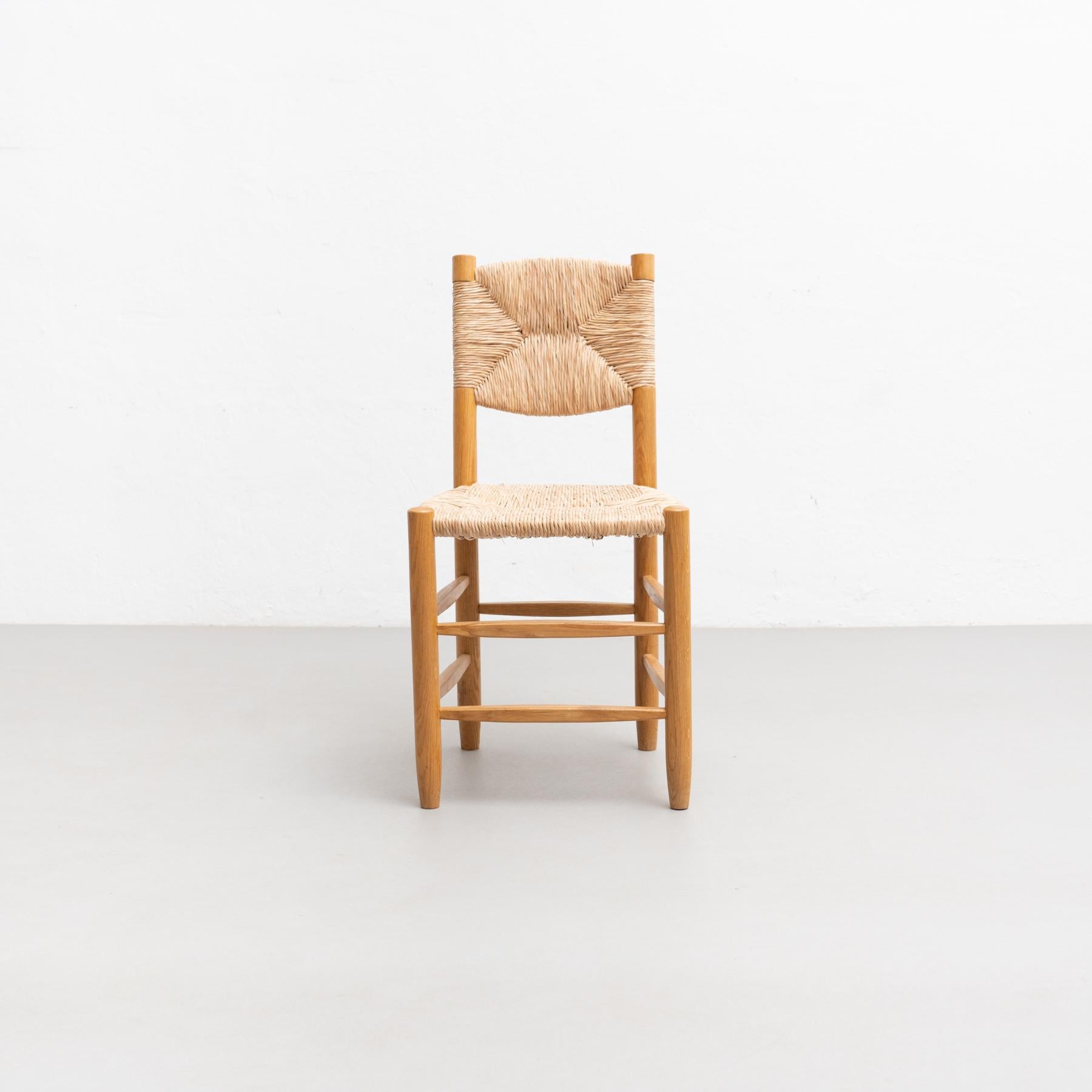 After Charlotte Perriand N.19 Chair, Wood Rattan, Mid-Century Modern 15