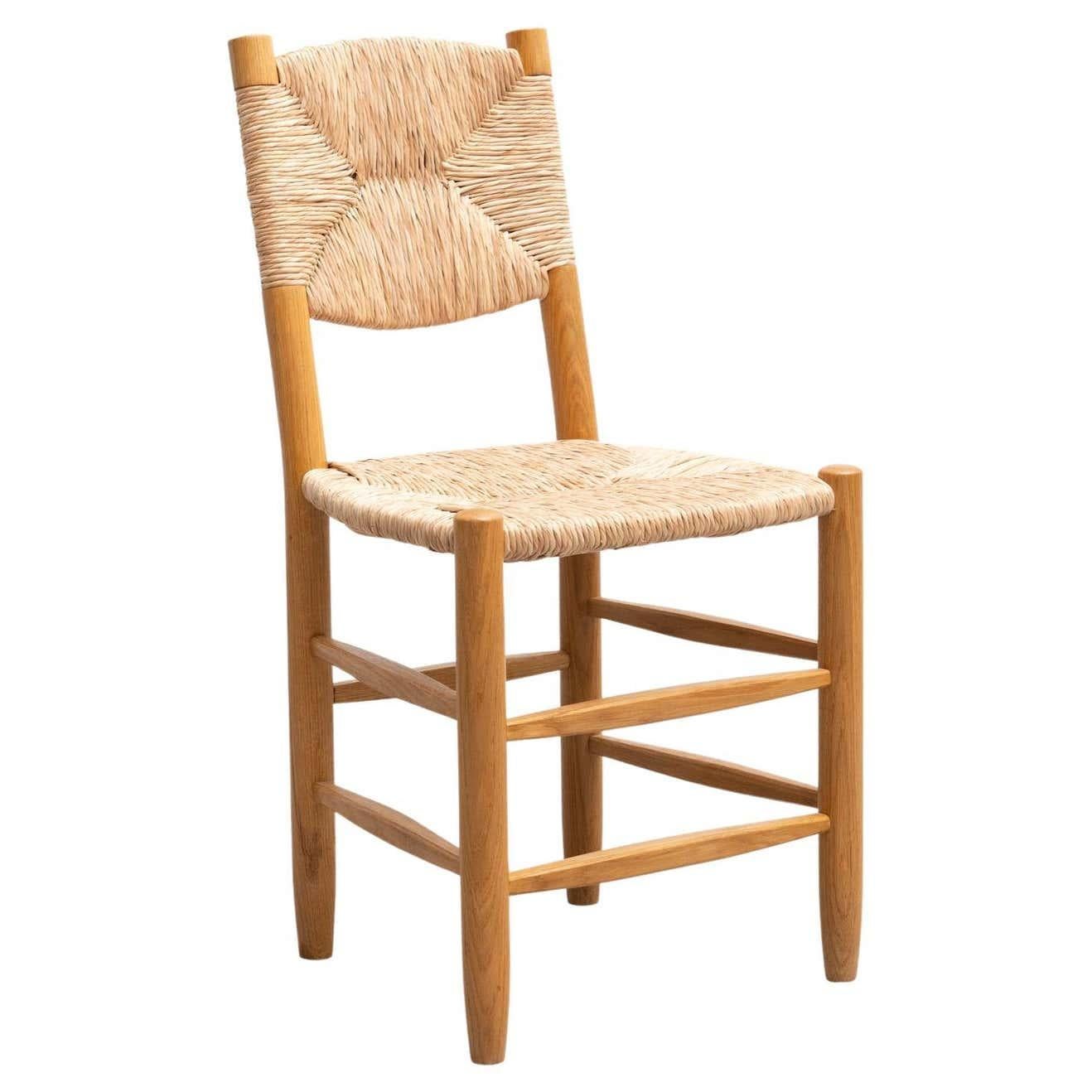 After Charlotte Perriand N.19 Chair, Wood Rattan, Mid-Century Modern For Sale 15