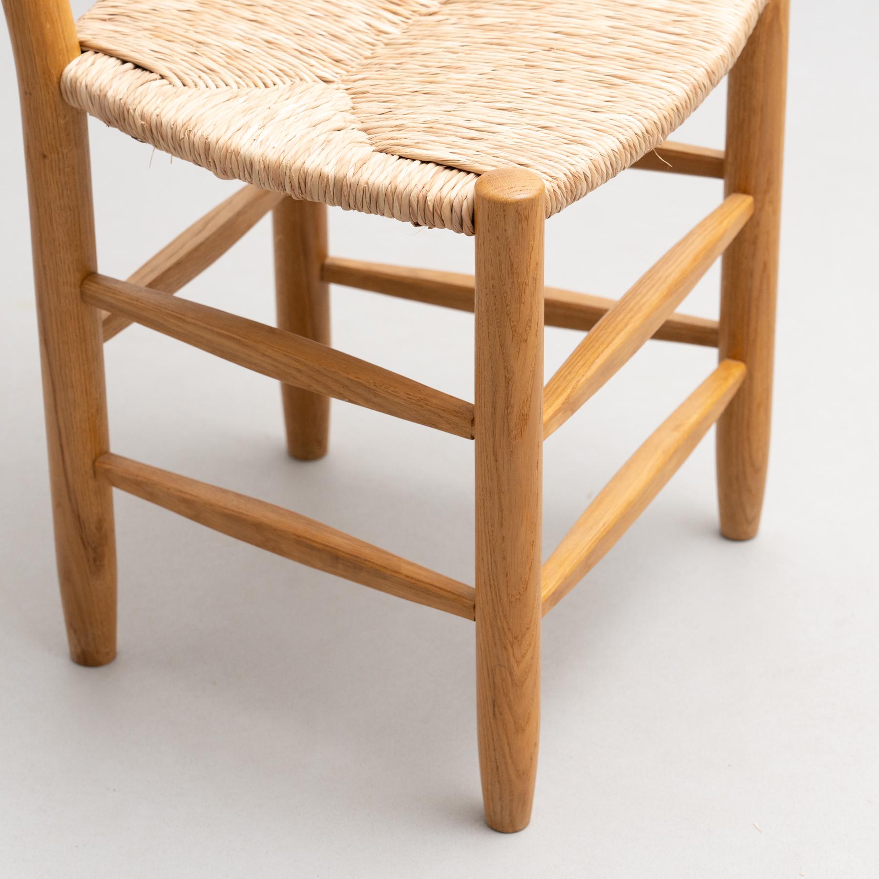 After Charlotte Perriand N.19 Chair, Wood Rattan, Mid-Century Modern In Good Condition In Barcelona, Barcelona