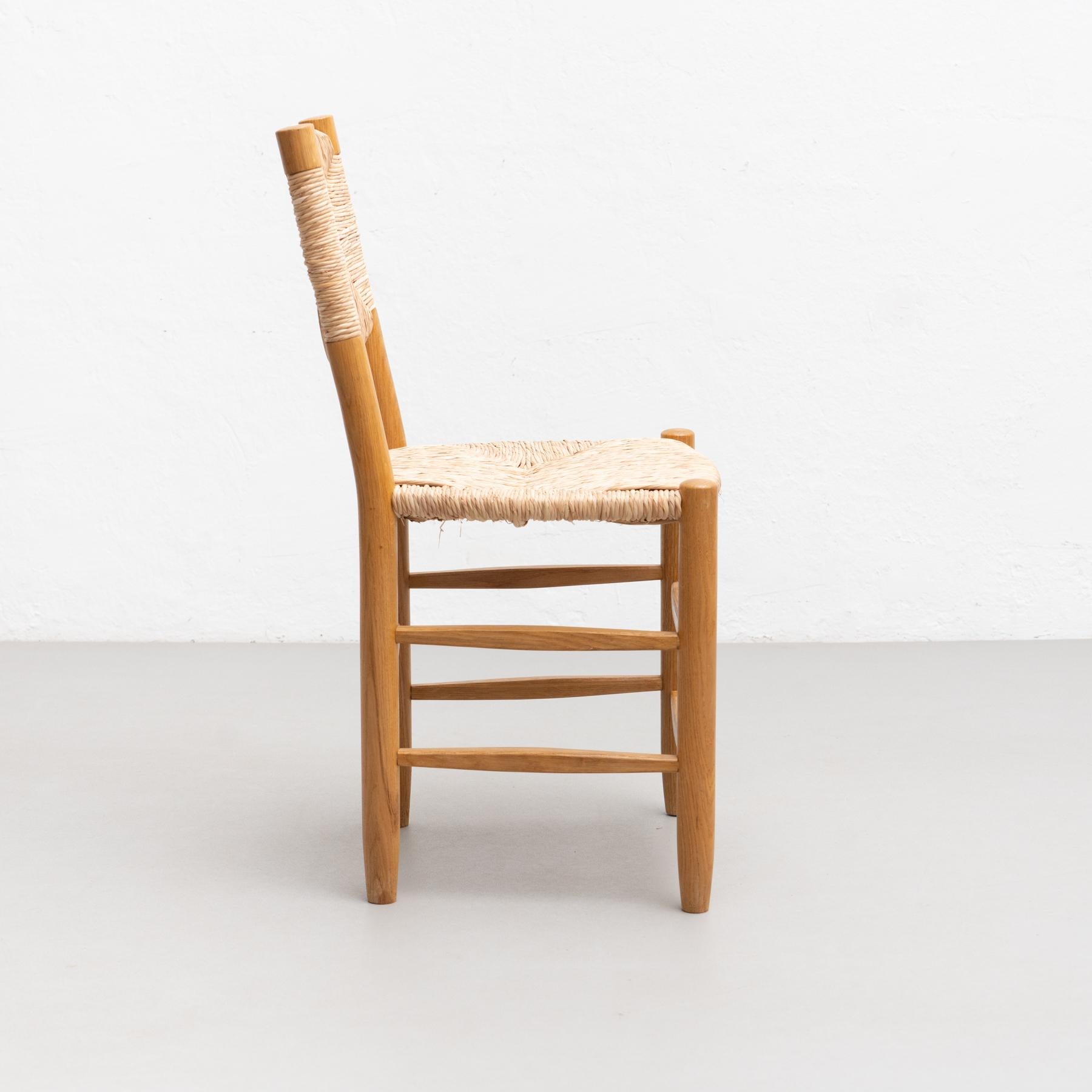 After Charlotte Perriand N.19 Chair, Wood Rattan, Mid-Century Modern 3
