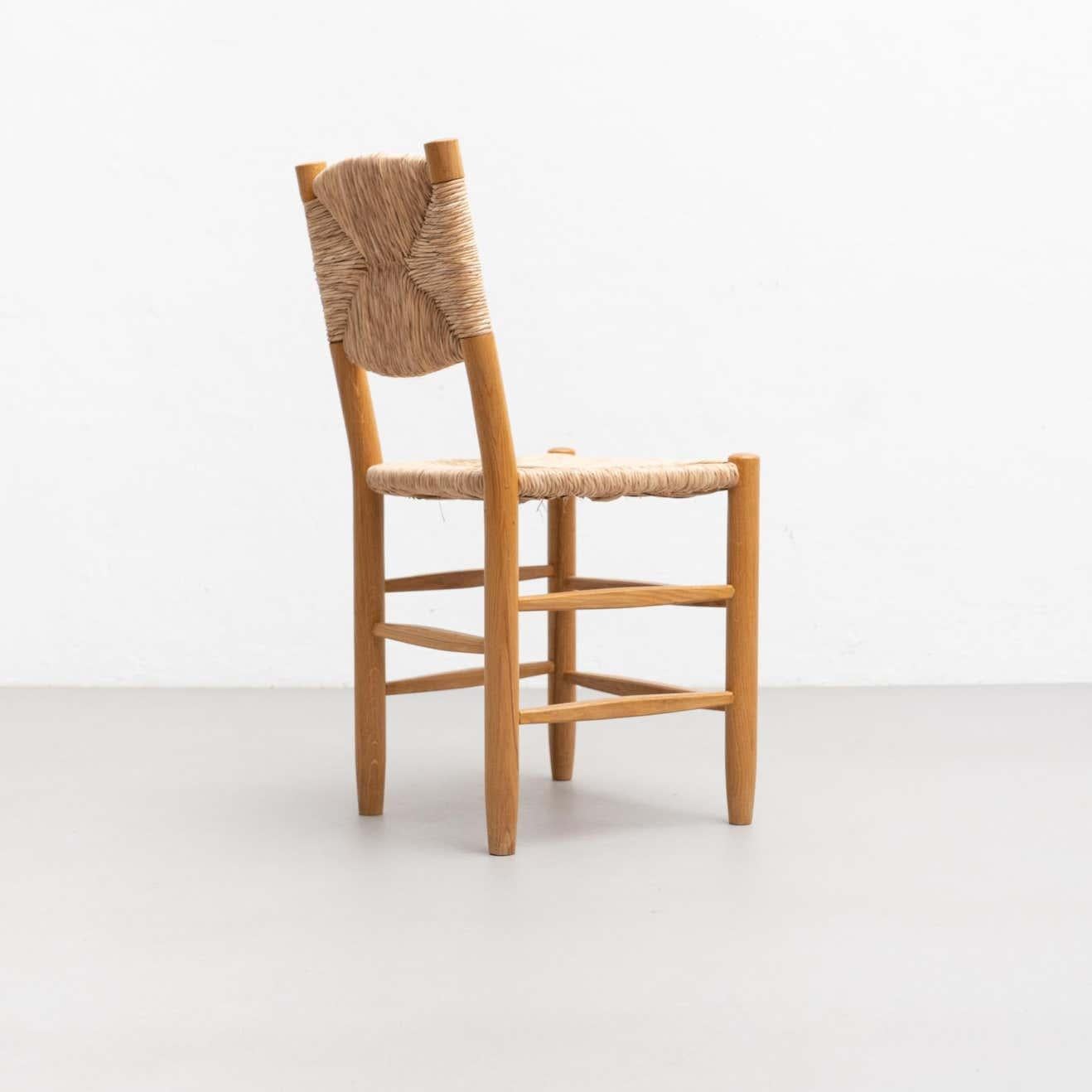 After Charlotte Perriand N.19 Chair, Wood Rattan, Mid-Century Modern For Sale 3