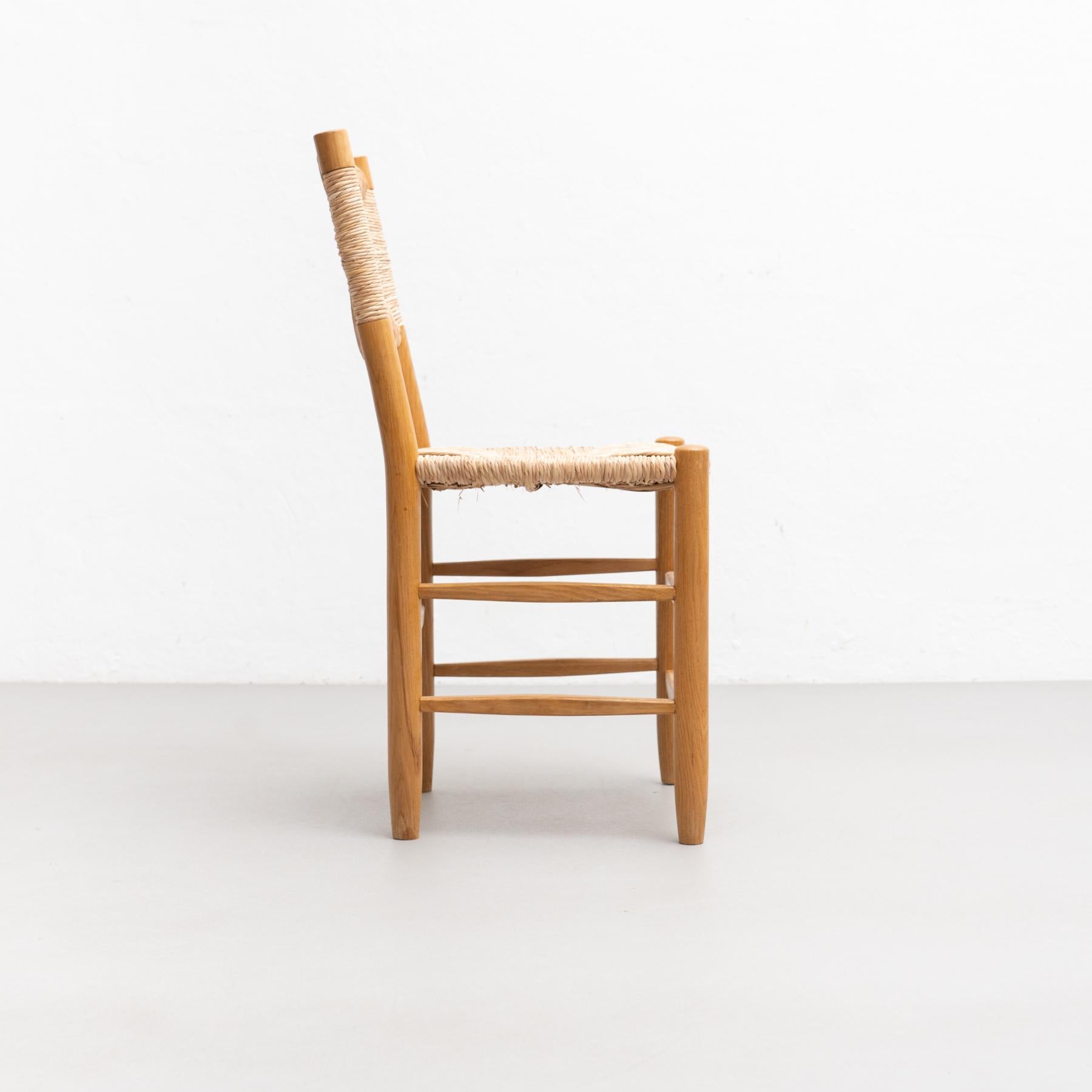 After Charlotte Perriand N.19 Chair, Wood Rattan, Mid-Century Modern 4