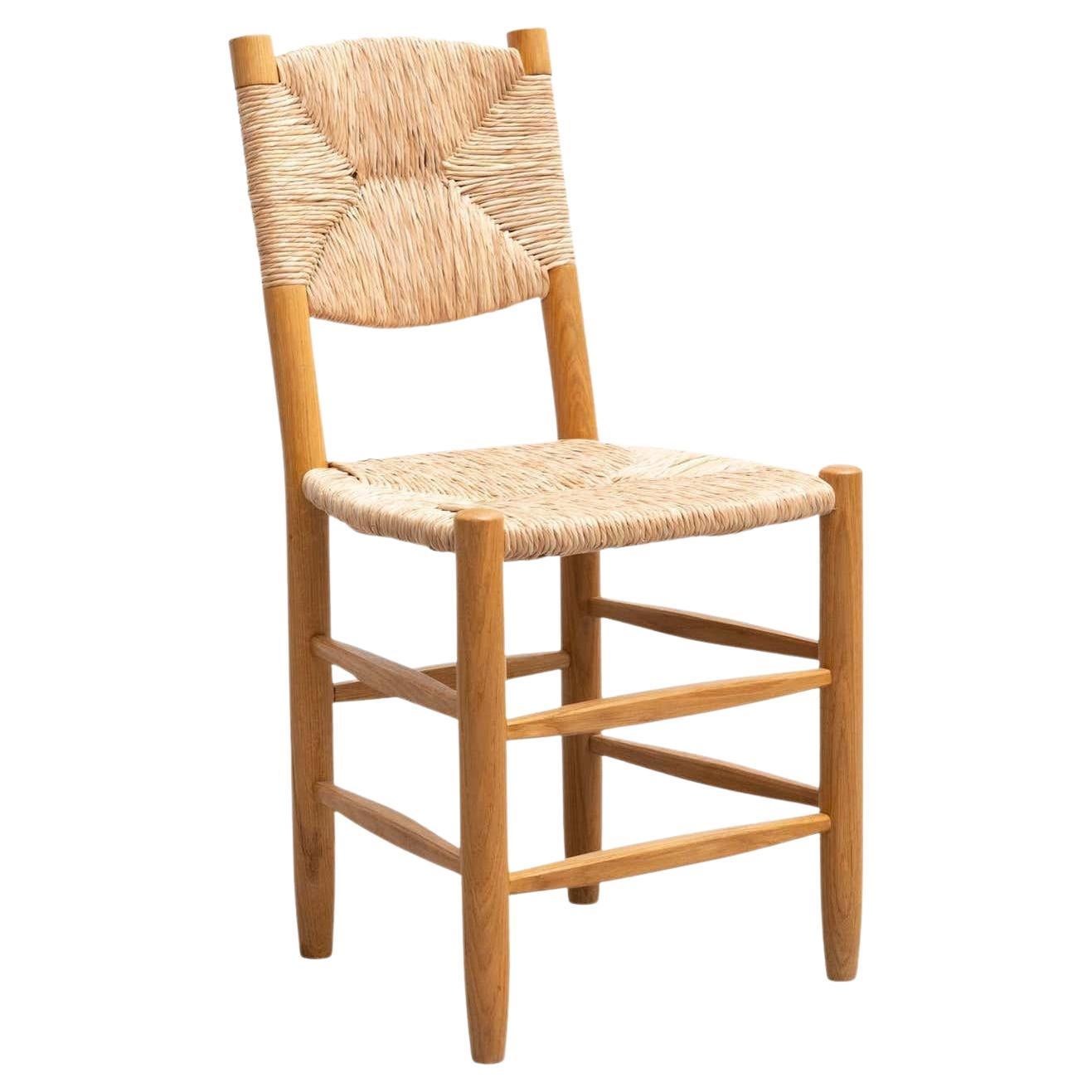 After Charlotte Perriand N.19 Chair, Wood Rattan, Mid-Century Modern For Sale