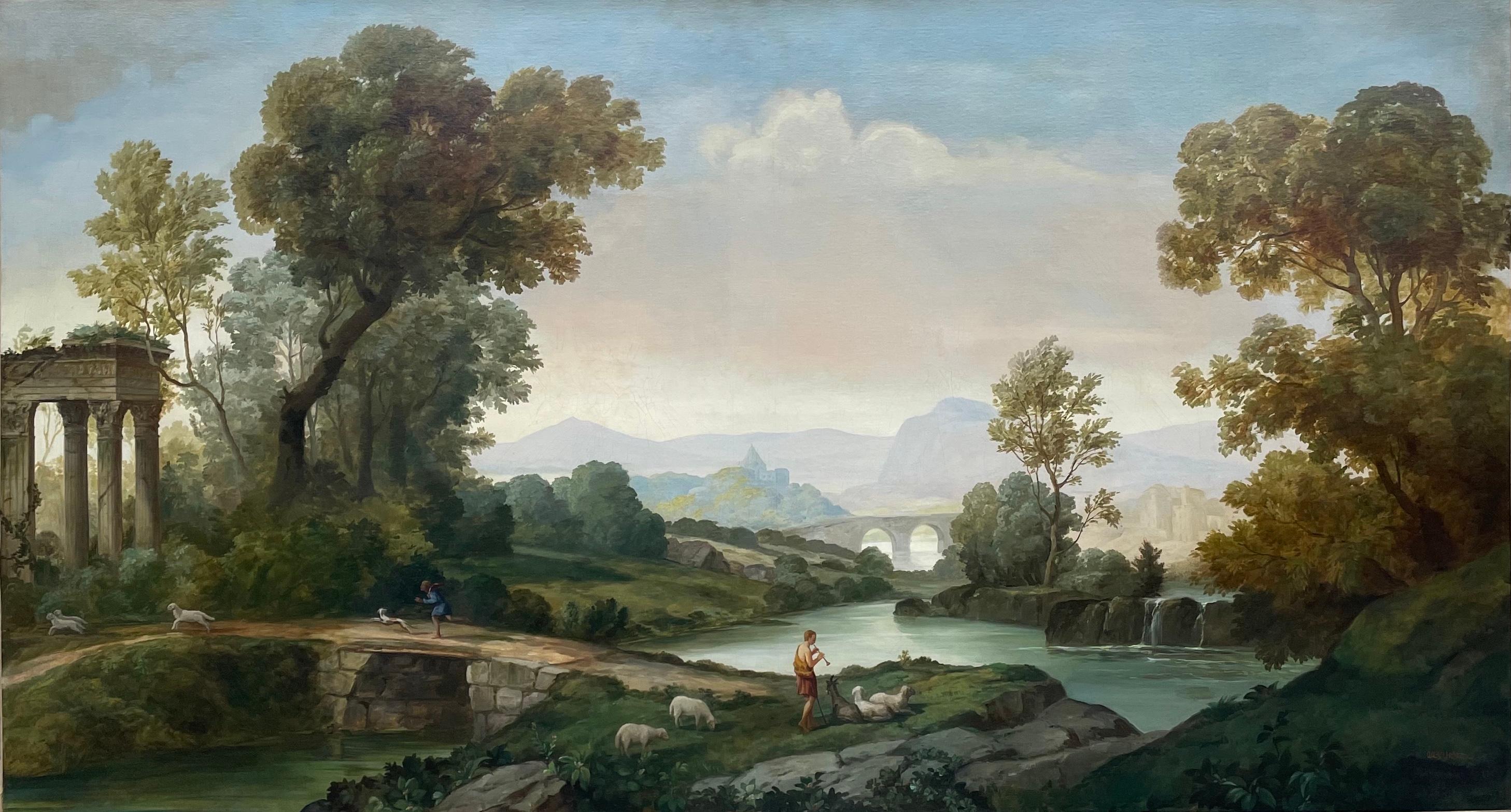 (after) Claude Lorrain (Claude Gellée) Landscape Painting - Oil Painting, Landscape, Very Large, After Claude Lorraine, (19th Century)