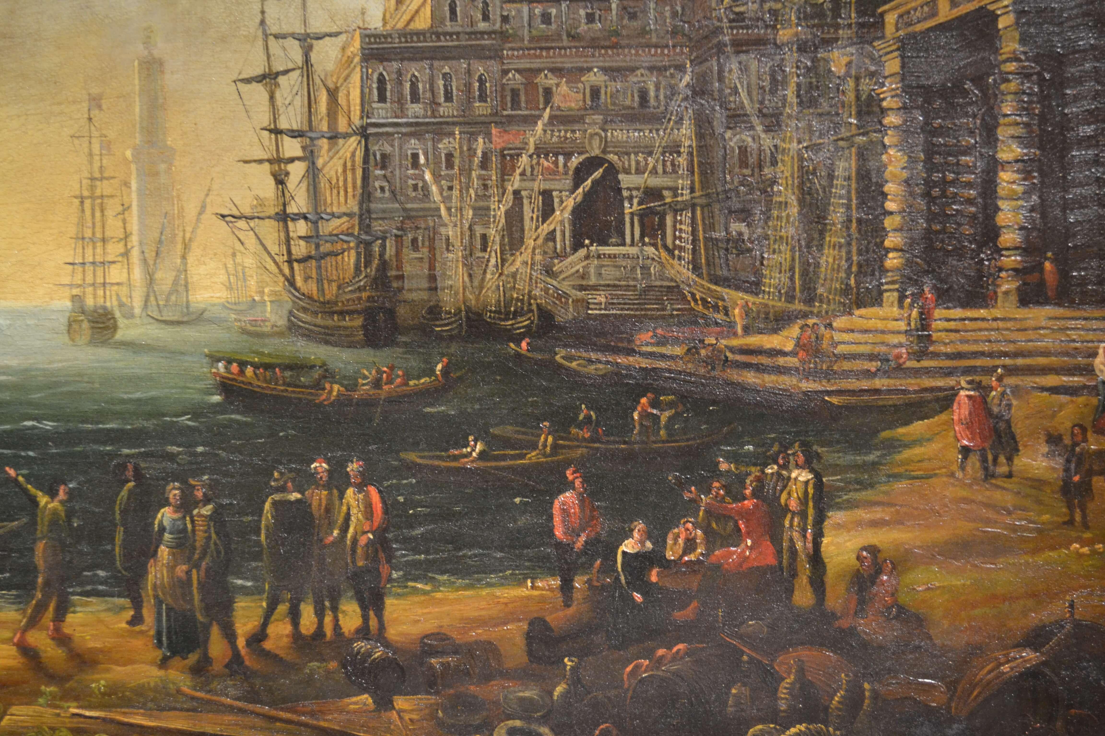 Port Scene - Painting by (after) Claude Lorrain (Claude Gellée)
