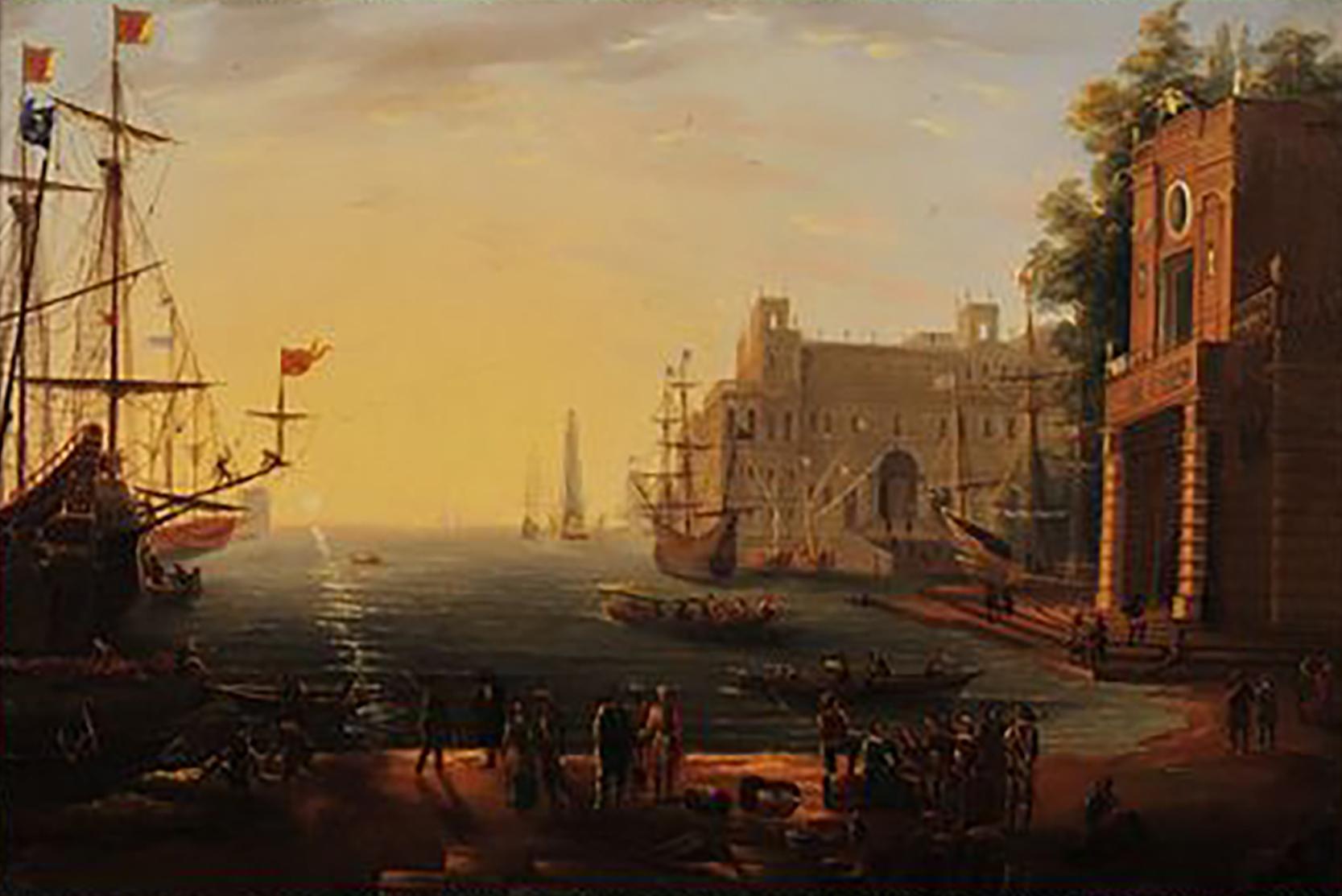 (after) Claude Lorrain (Claude Gellée) Landscape Painting - Port with Villa Medici