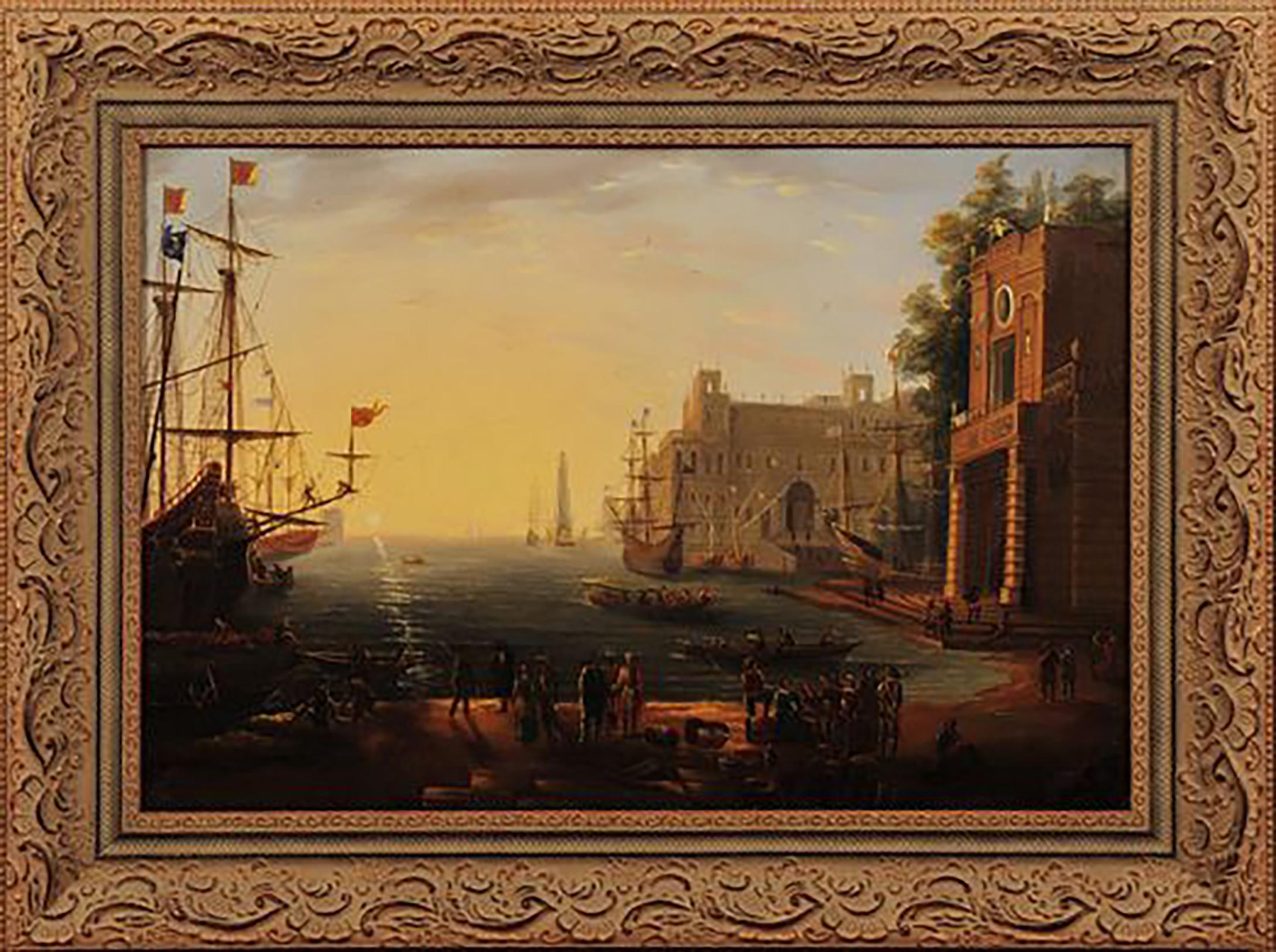 Port with Villa Medici - Painting by (after) Claude Lorrain (Claude Gellée)
