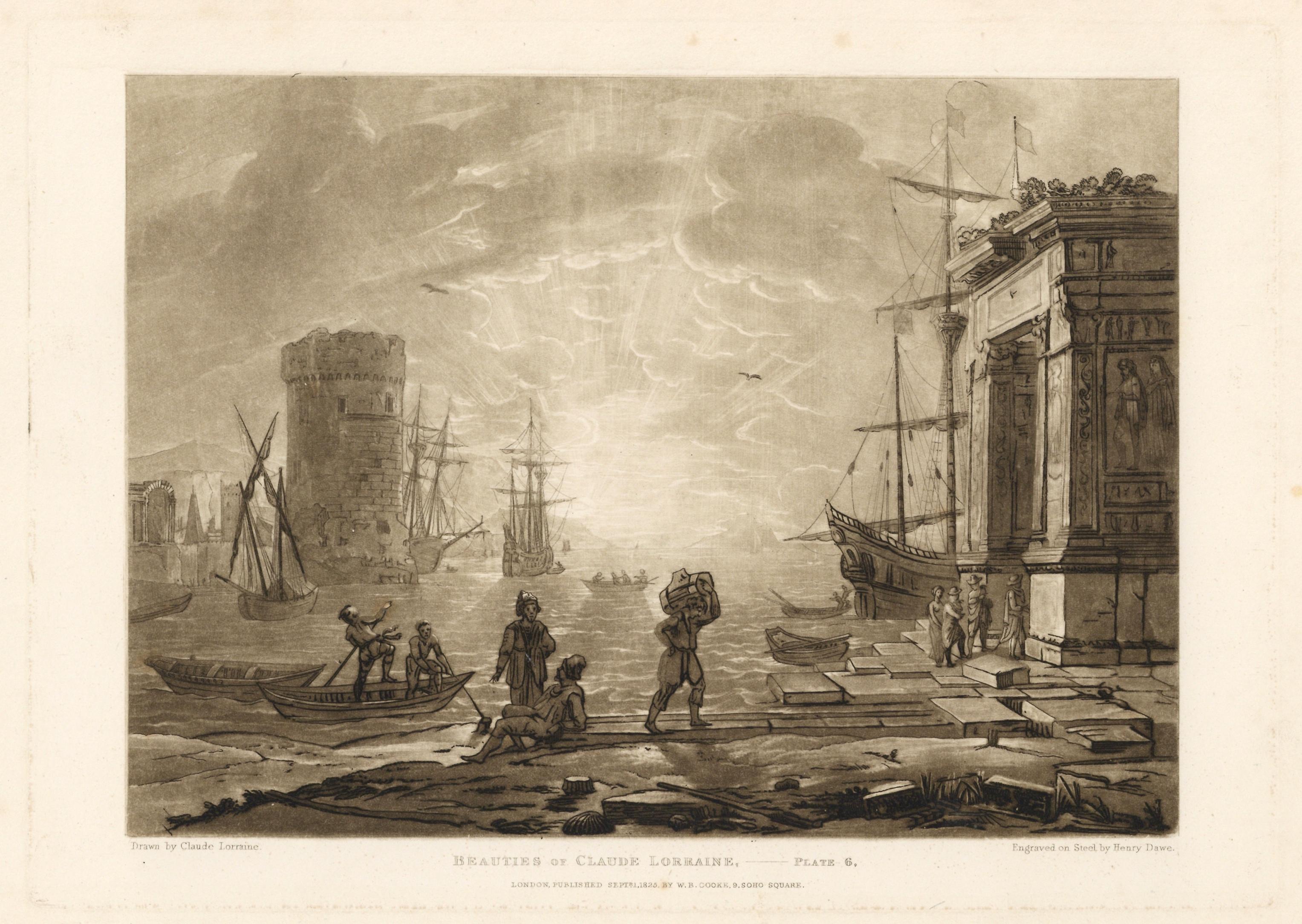 Beauties of Claude Lorrain mezzotint - Plate 6 - Print by (after) Claude Lorrain (Claude Gellée)