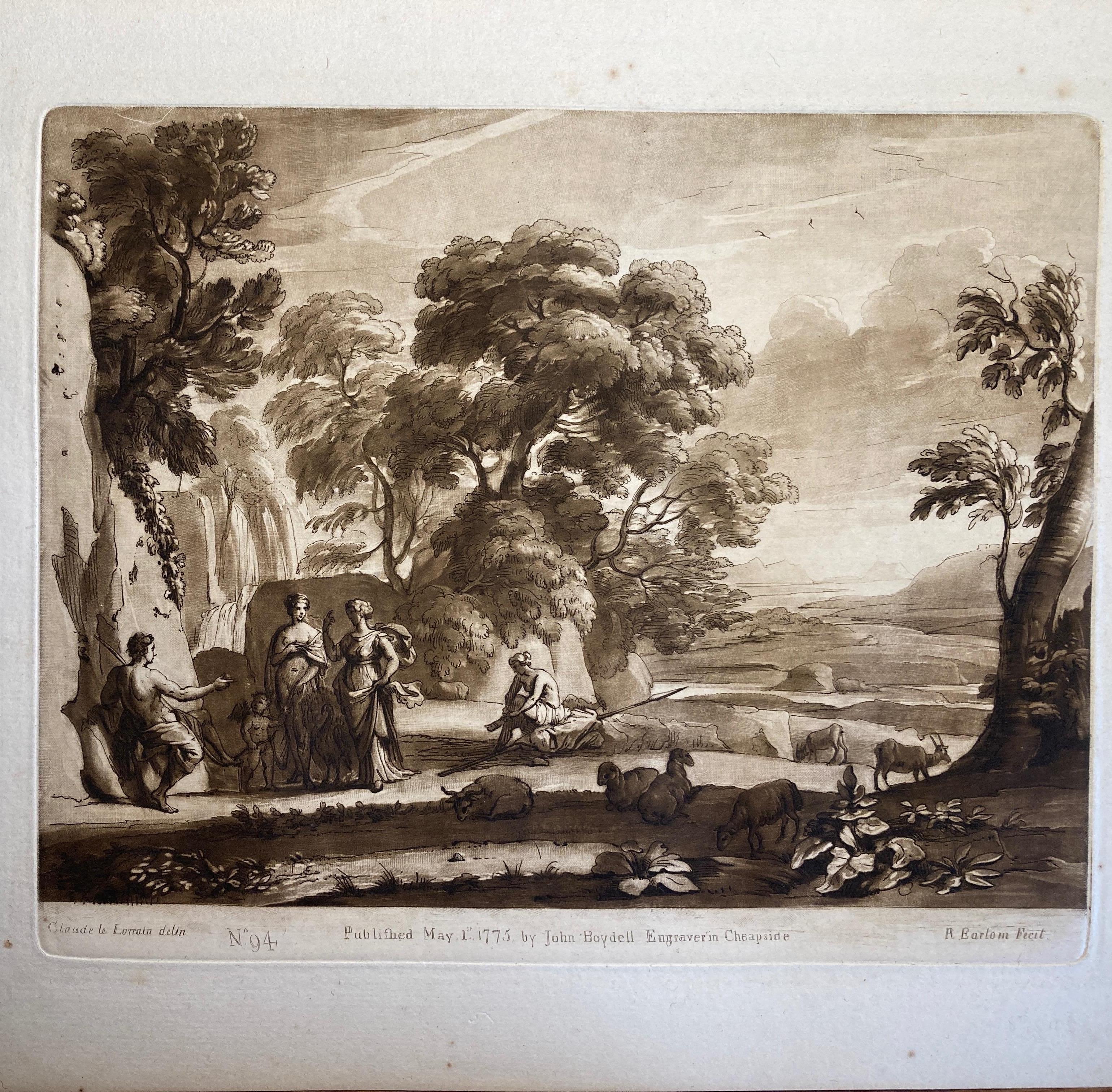 Claude Lorrain Landscape, Judgment of Paris, Richard Earlom Aquatint, circa 1817 - Print by (after) Claude Lorrain (Claude Gellée)