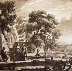 Antique Claude Lorrain Landscape, Judgment of Paris, Richard Earlom Aquatint, circa 1817