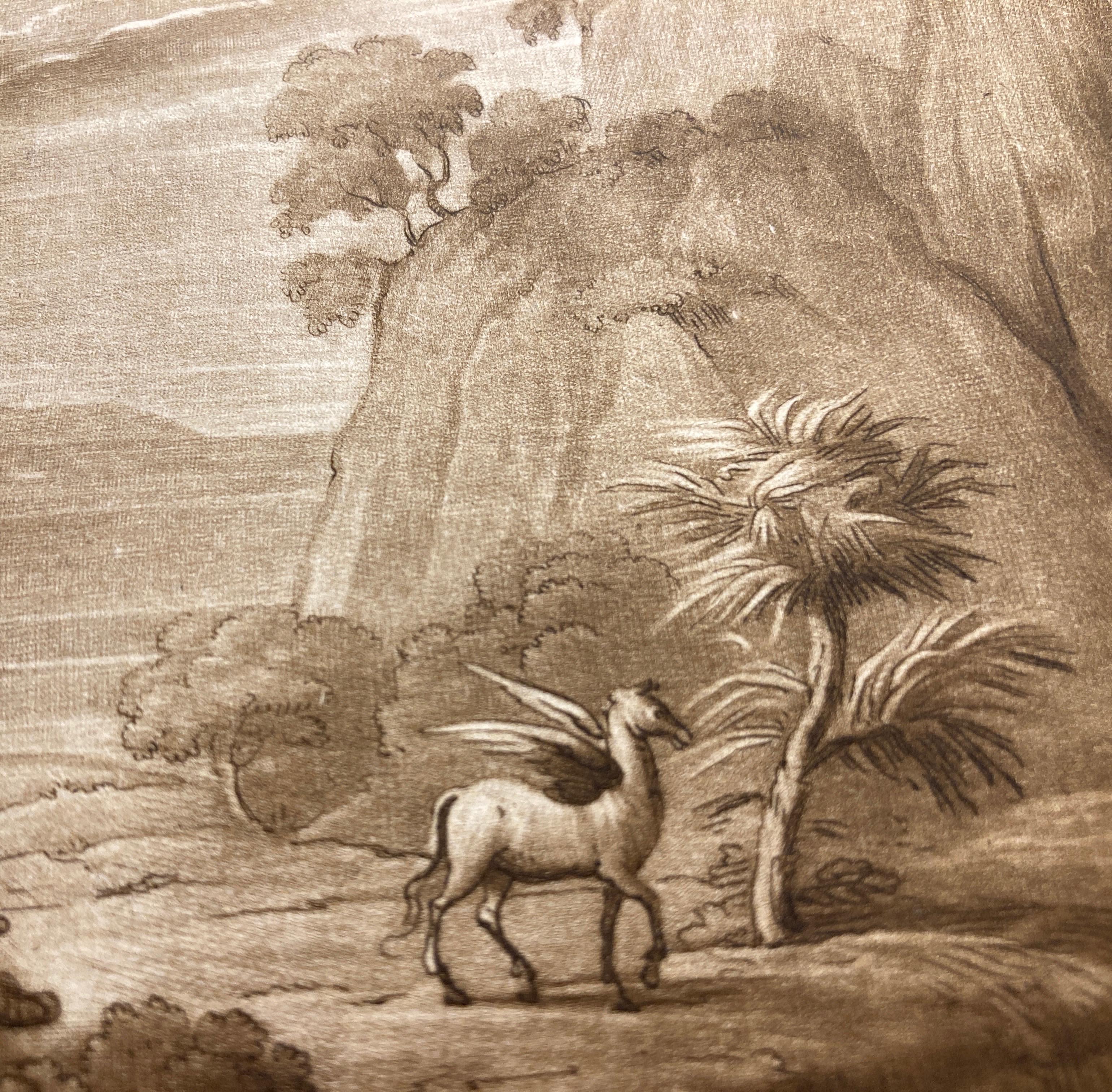 Claude Lorrain Landschaft mit Hermes und den Museen, Aquatinta von Richard Earlom (Barock), Art, von (after) Claude Lorrain (Claude Gellée)