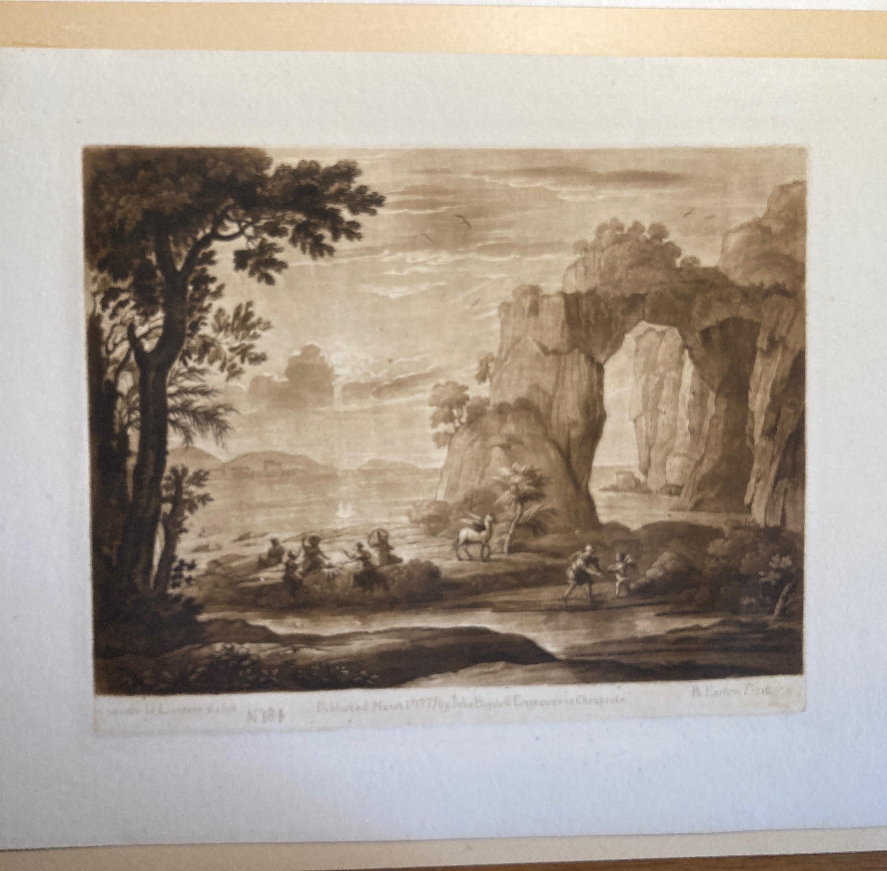 Claude Lorrain Landschaft mit Hermes und den Museen, Aquatinta von Richard Earlom im Angebot 1