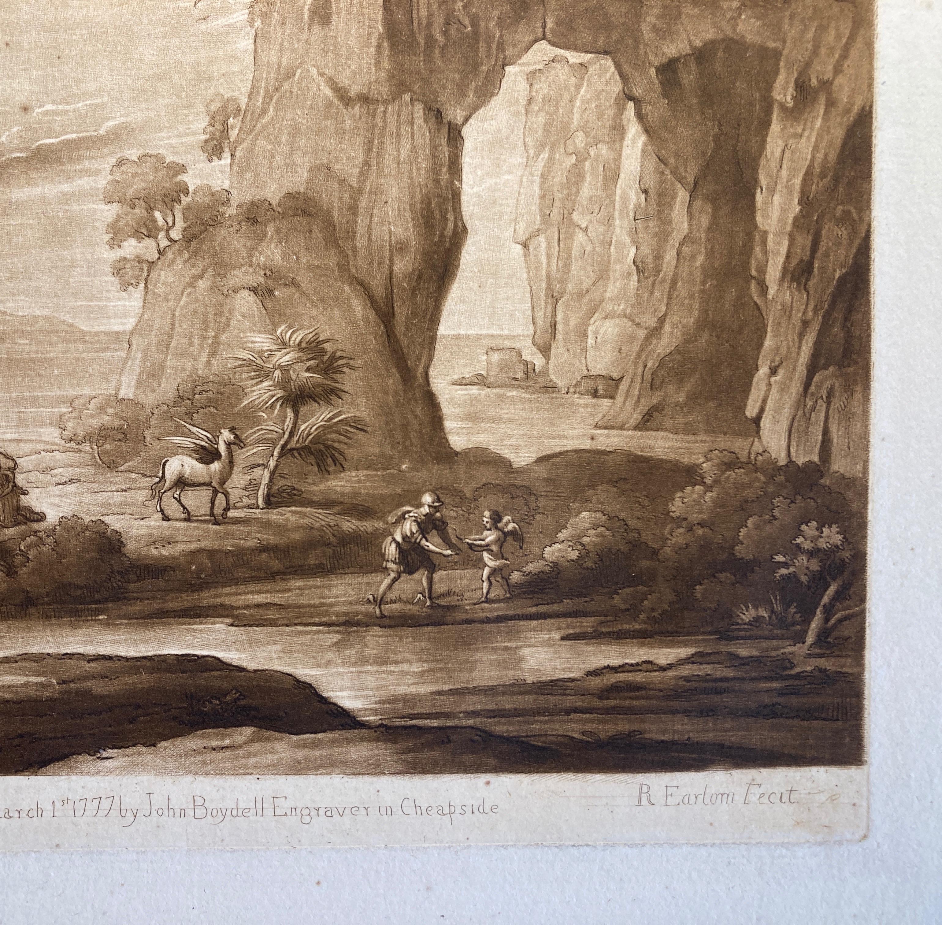 Claude Lorrain Landschaft mit Hermes und den Museen, Aquatinta von Richard Earlom im Angebot 4