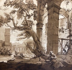 Claude Lorrain Landscape with temptation of Saint Anthony, Aquatint by Earlom
