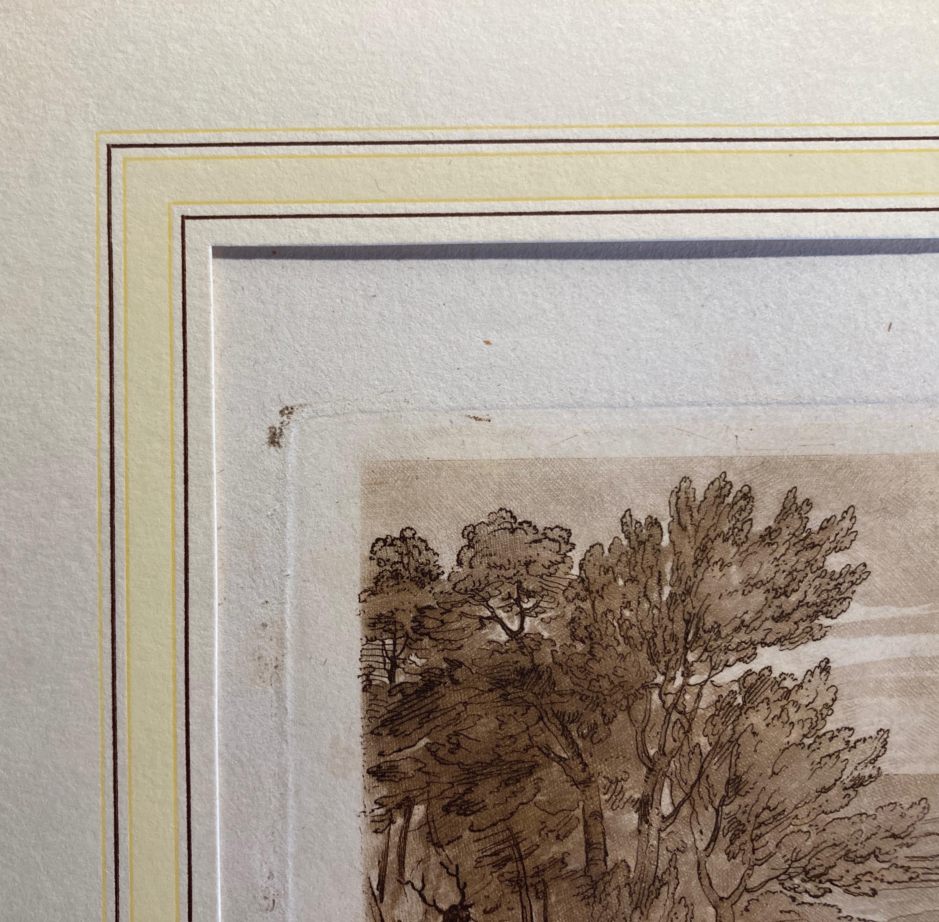 Paysage de Claude Lorraine, aquatinte de Richard Earlom, 1810 - Marron Landscape Print par (after) Claude Lorrain (Claude Gellée)
