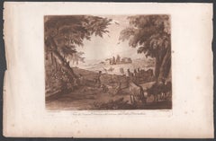Paisaje italianizante, mezzotinta de Richard Earlom según Claude le Lorrain