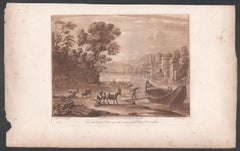 Italianate Landscape, mezzotint by Richard Earlom after Claude le Lorrain