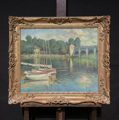 The Bridge at Argenteuil French Impressionist Oil Painting after CLAUDE MONET