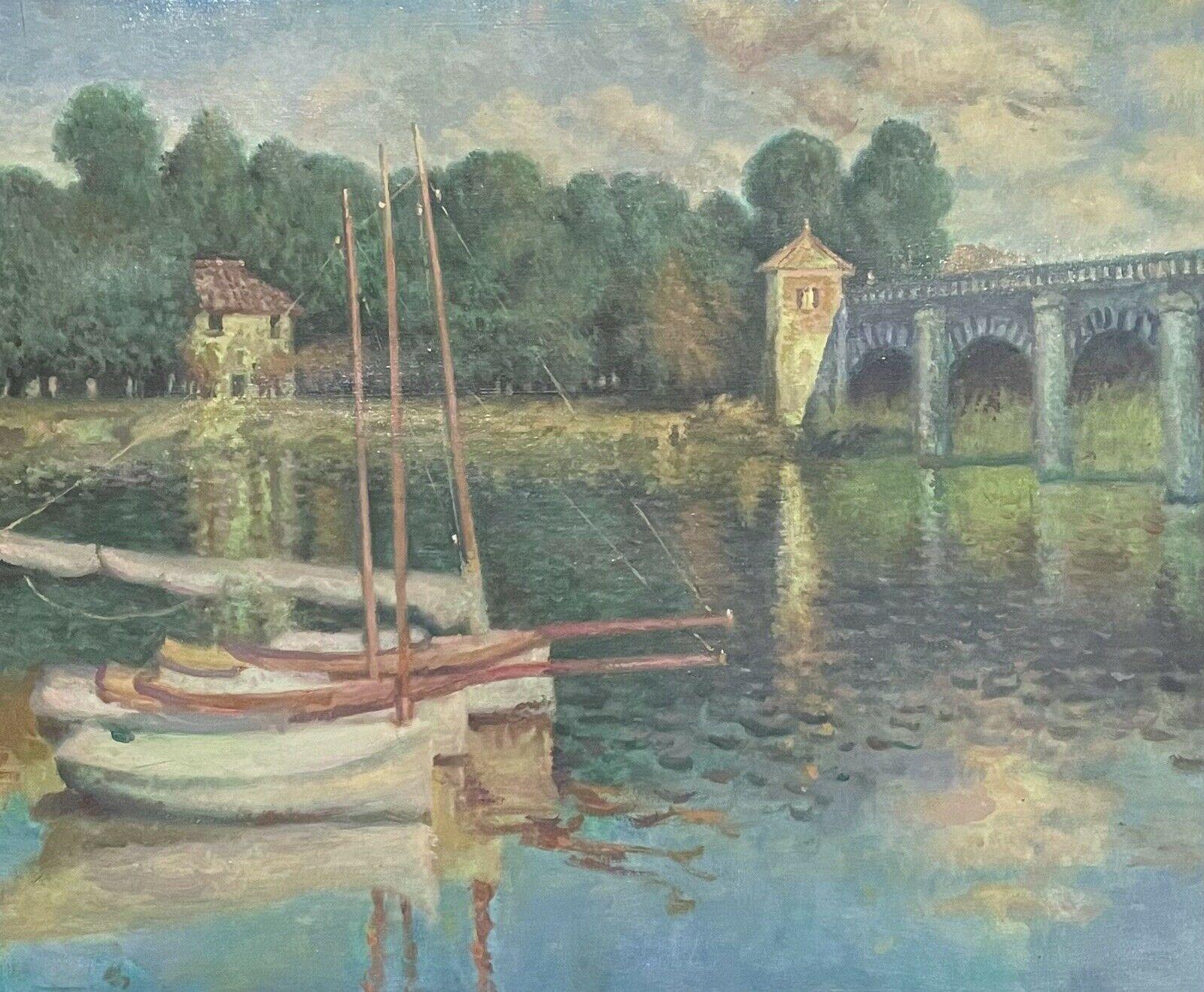 Le pont d'A Argenteuil, peinture à l'huile impressionniste française d'après CLAUDE MONET - Painting de after CLAUDE MONET