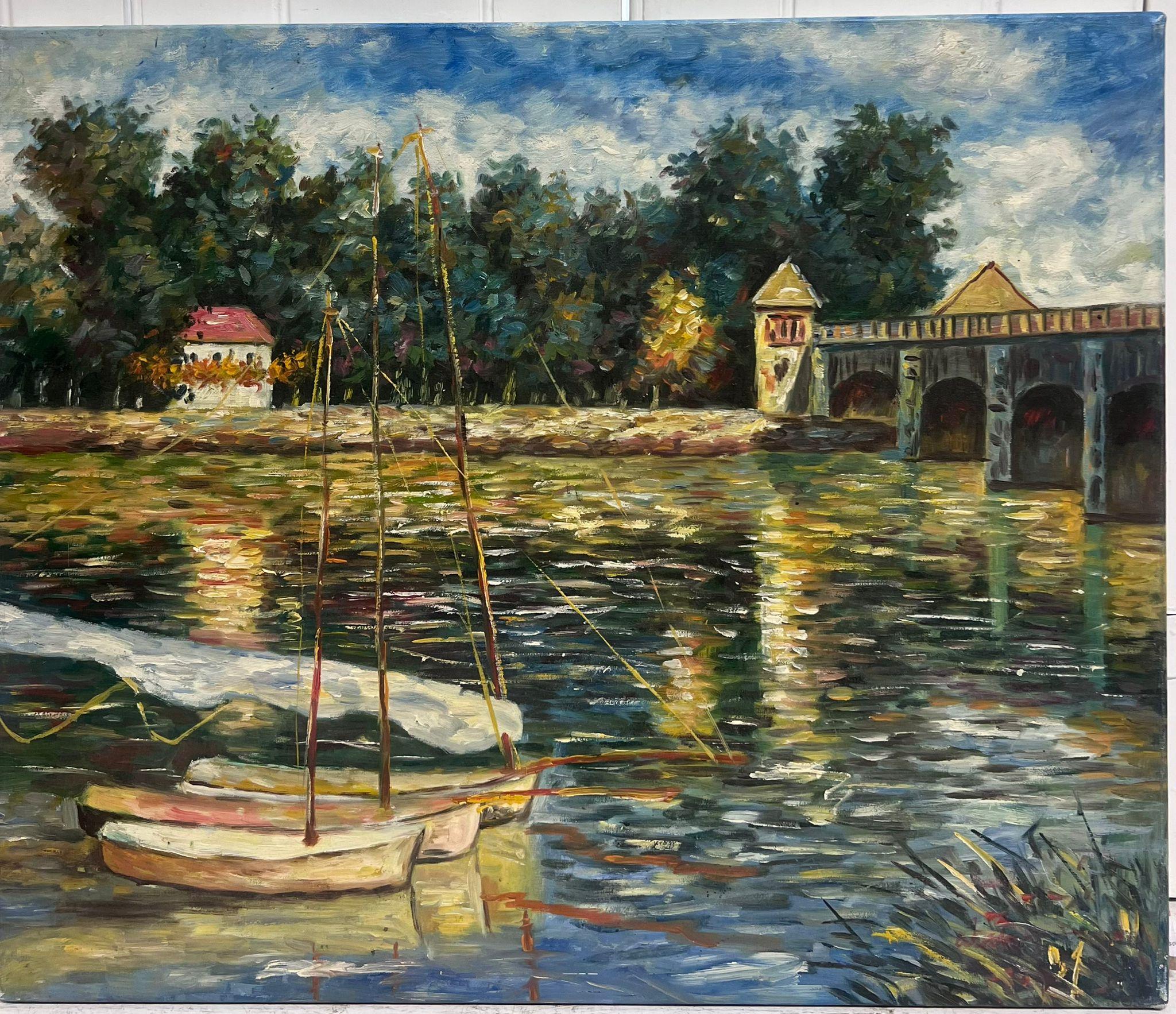 The Bridge at Argenteuil
a copy after the earlier, original painting by Claude Monet
oil on canvas, unframed
canvas : 20 x 24 inches
provenance: private collection, south west of England
condition: very good and sound condition 