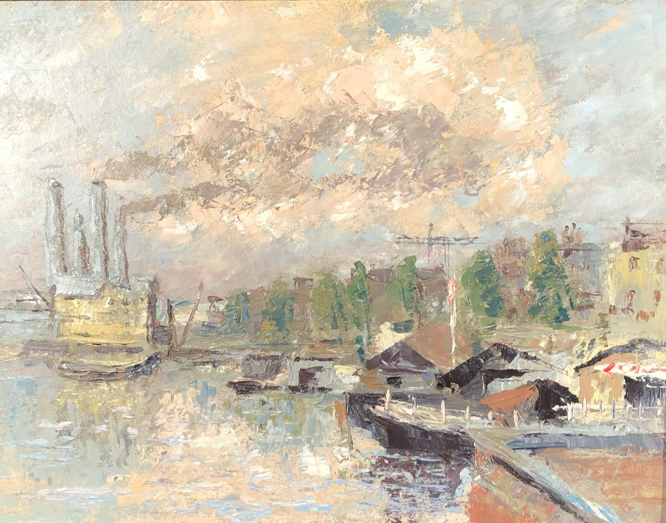Chelsea Embankment London (Schwarz), Landscape Painting, von (after) Claude Monet