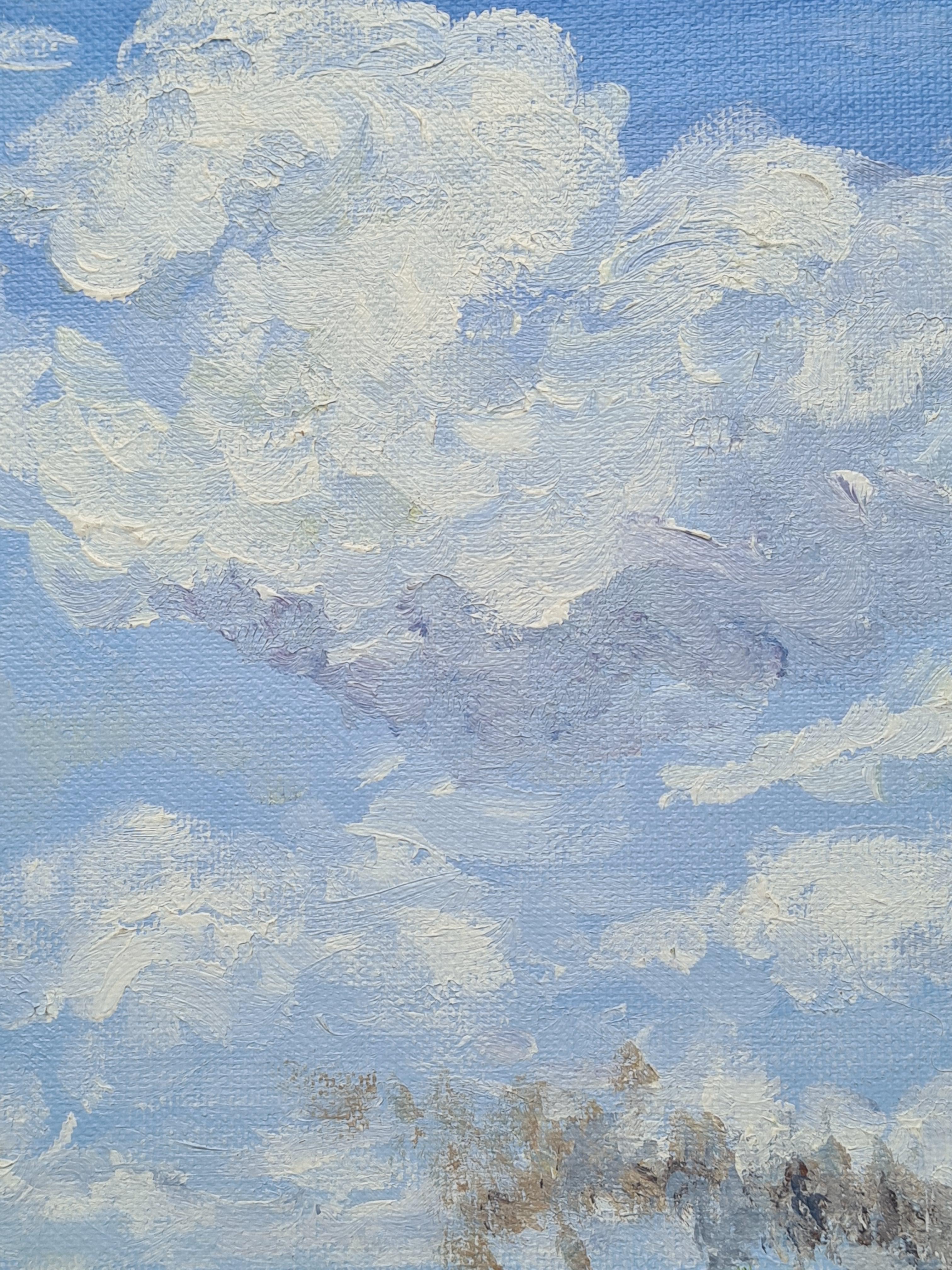Pintura impresionista de un paisaje fluvial, El puente de Argenteuil. Óleo sobre lienzo. en venta 1