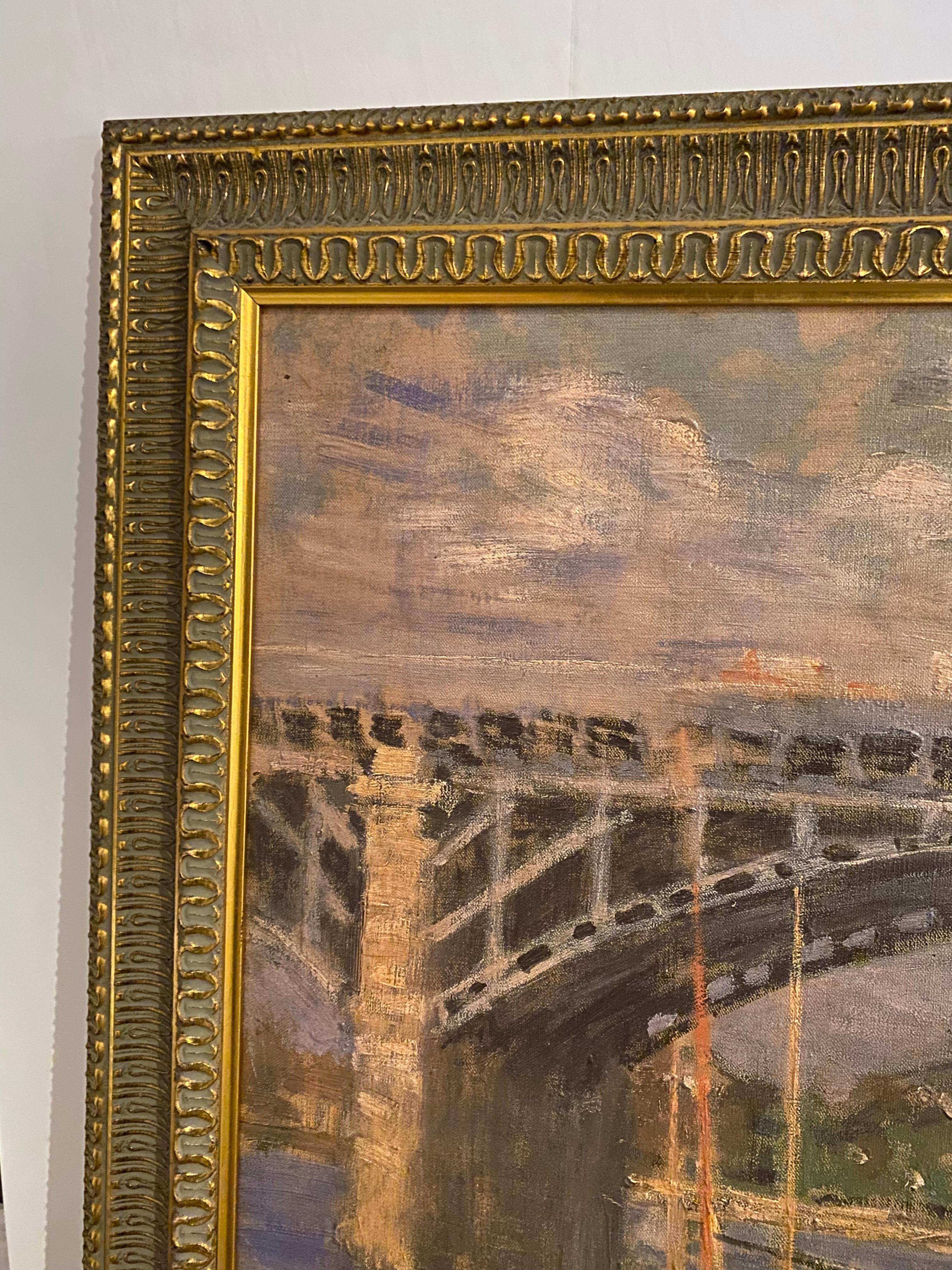 This framed reproduction of Claude Monet's immensely popular painting, “The Bridge Over The Seine Near Argenteuil,” comes with a certificate of authenticity on the back and is numbered 1102, making it interesting for several reasons.

The