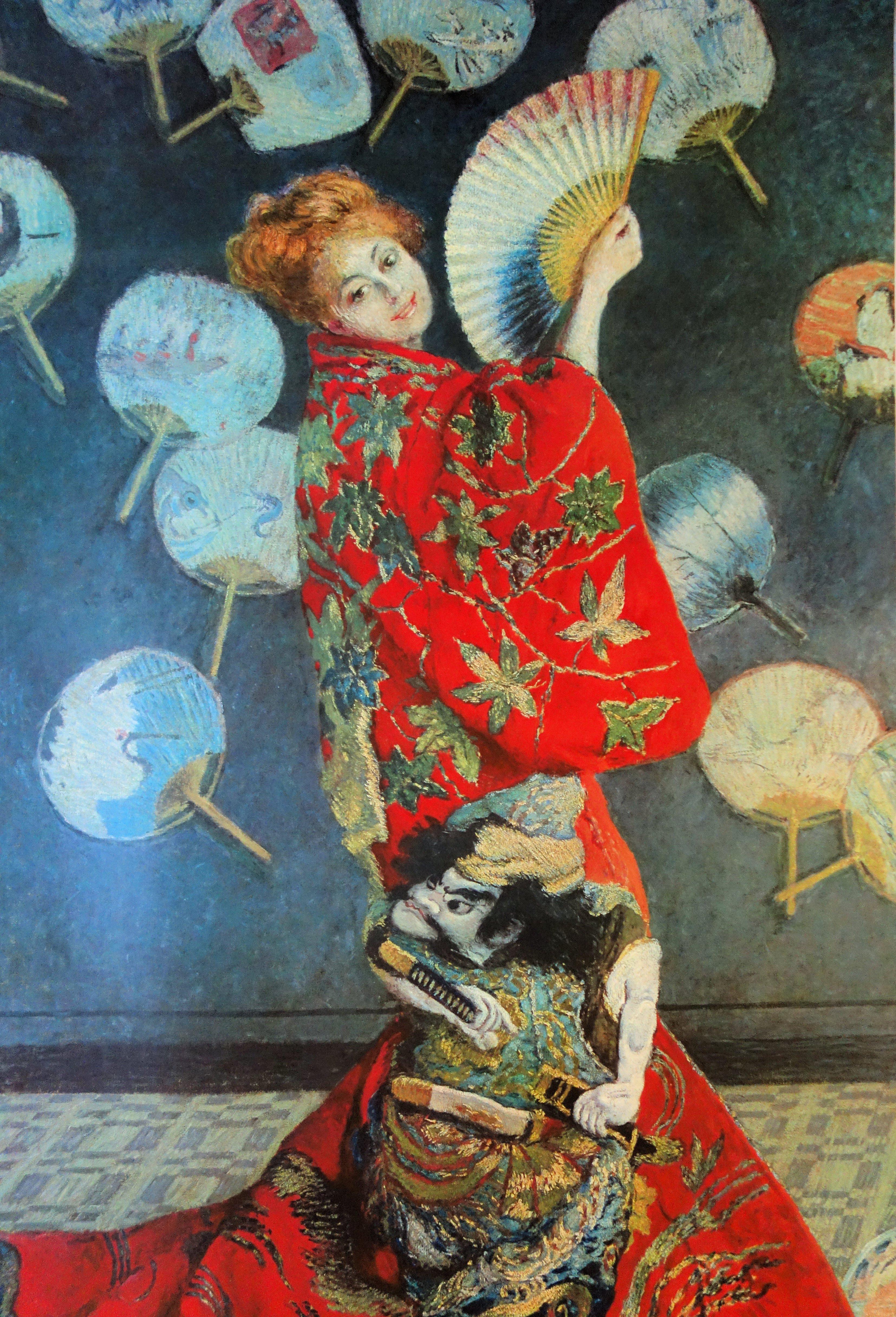 Femme avec l'éventail - Affiche d'exposition vintage - 1972 - Gris Figurative Print par (after) Claude Monet