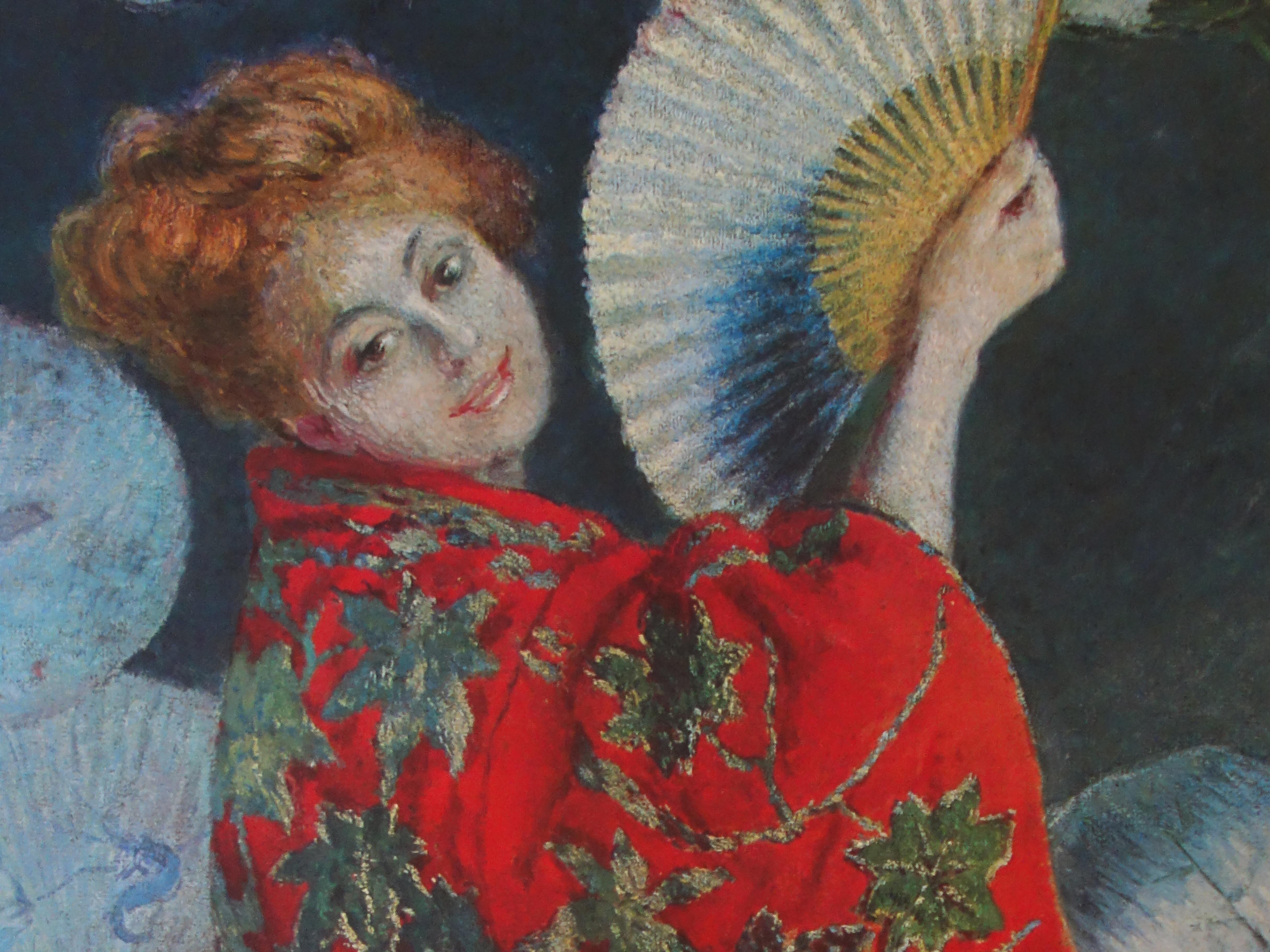 La mujer del abanico - Cartel antiguo de exposición - 1972 en venta 1