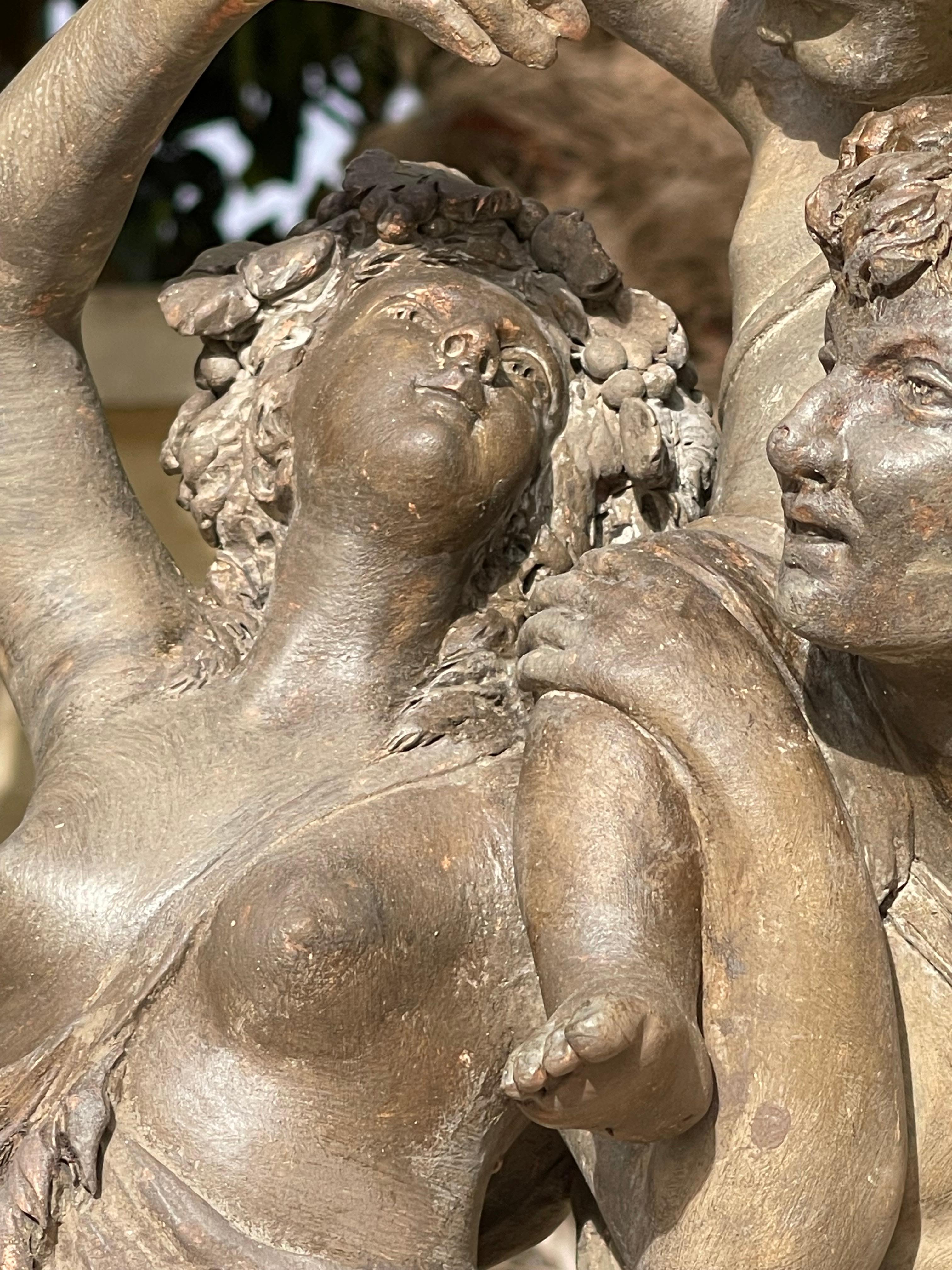 Hand-Carved After Clodion - The Bacchanalia, Terracotta For Sale
