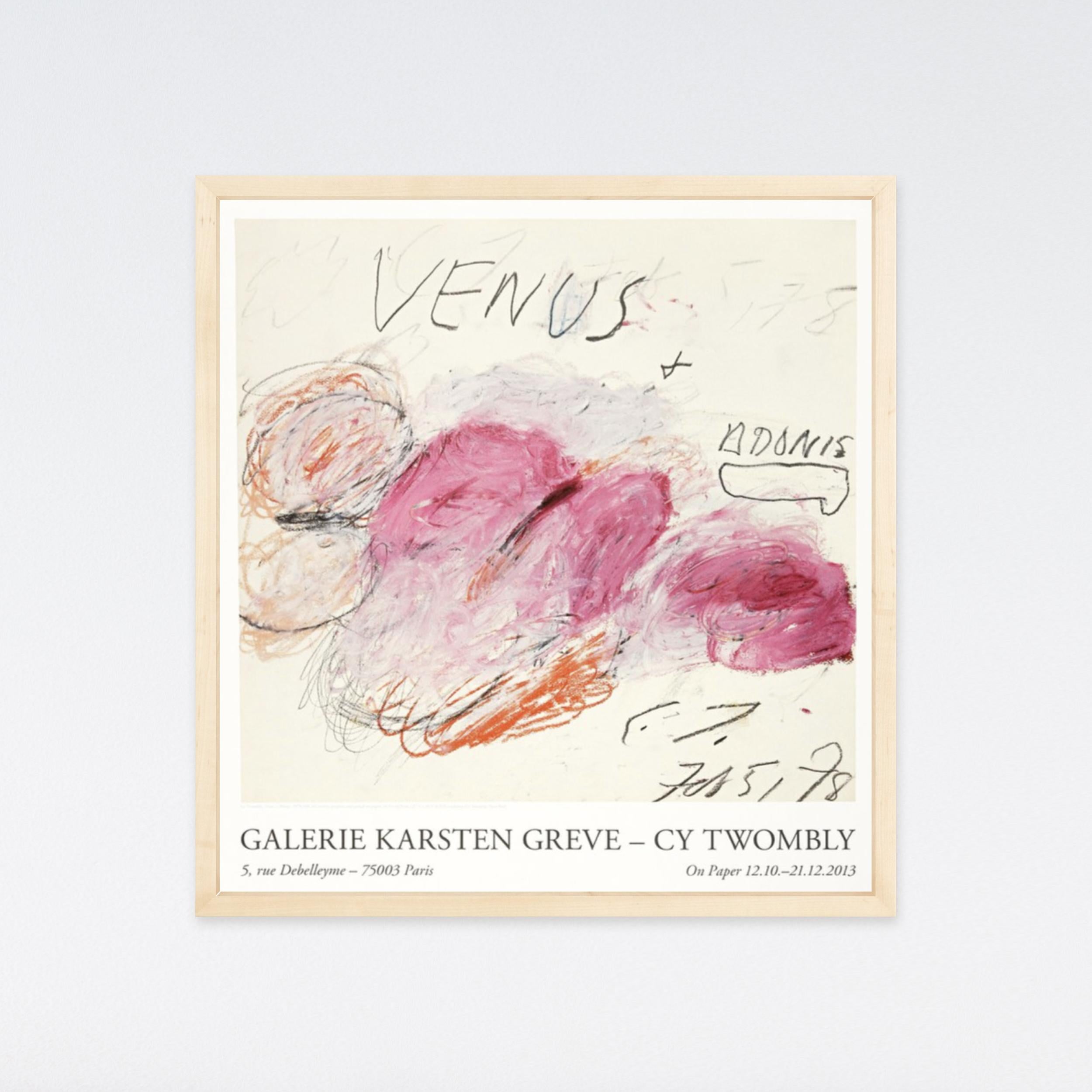 Cy Twombly, Venus + Adonis - On Paper,  2013 Exhibition Poster - Beige Abstract Print by (after) Cy Twombly